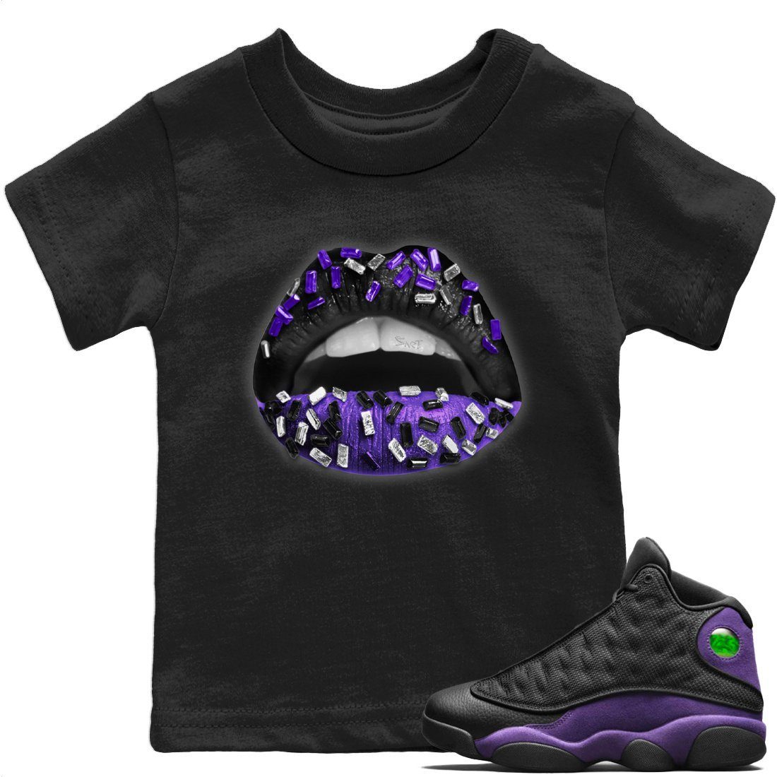 Lips Jewel Kids Tops - Air Jordan 13 Court Purple