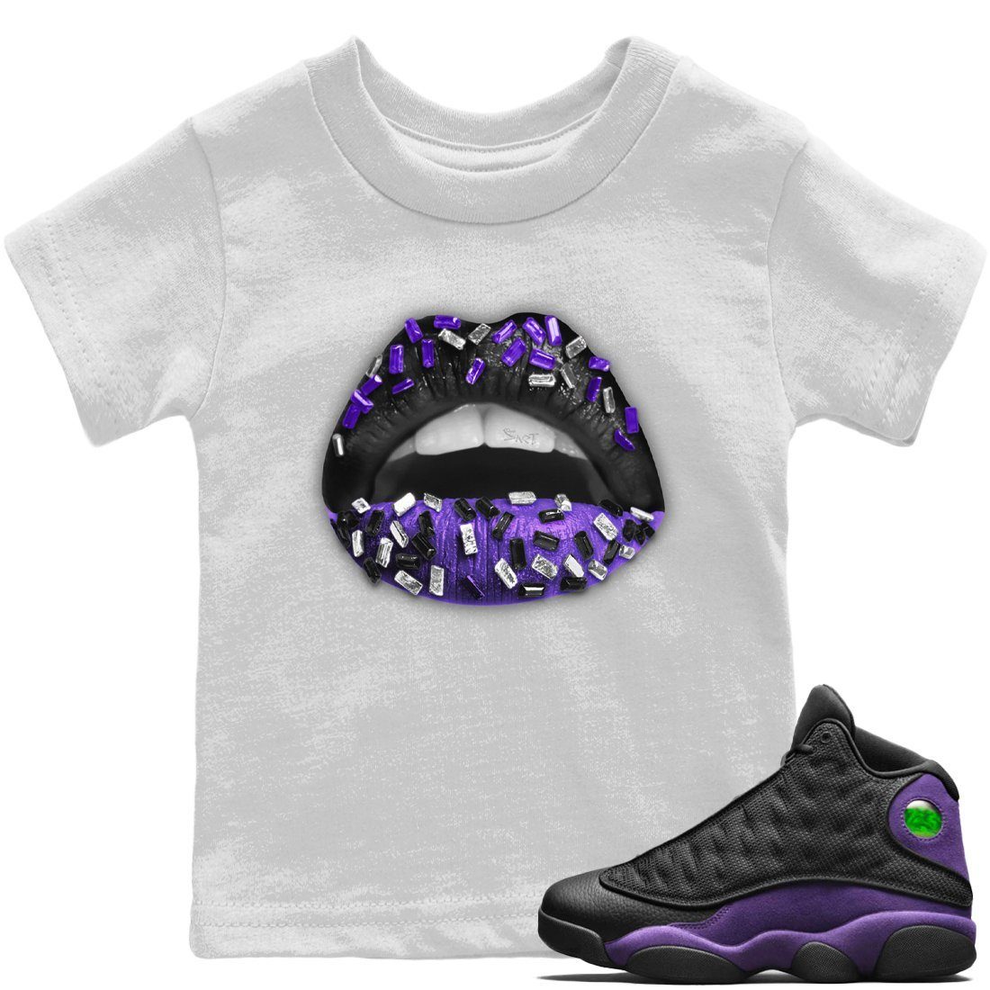 Lips Jewel Kids Tops - Air Jordan 13 Court Purple