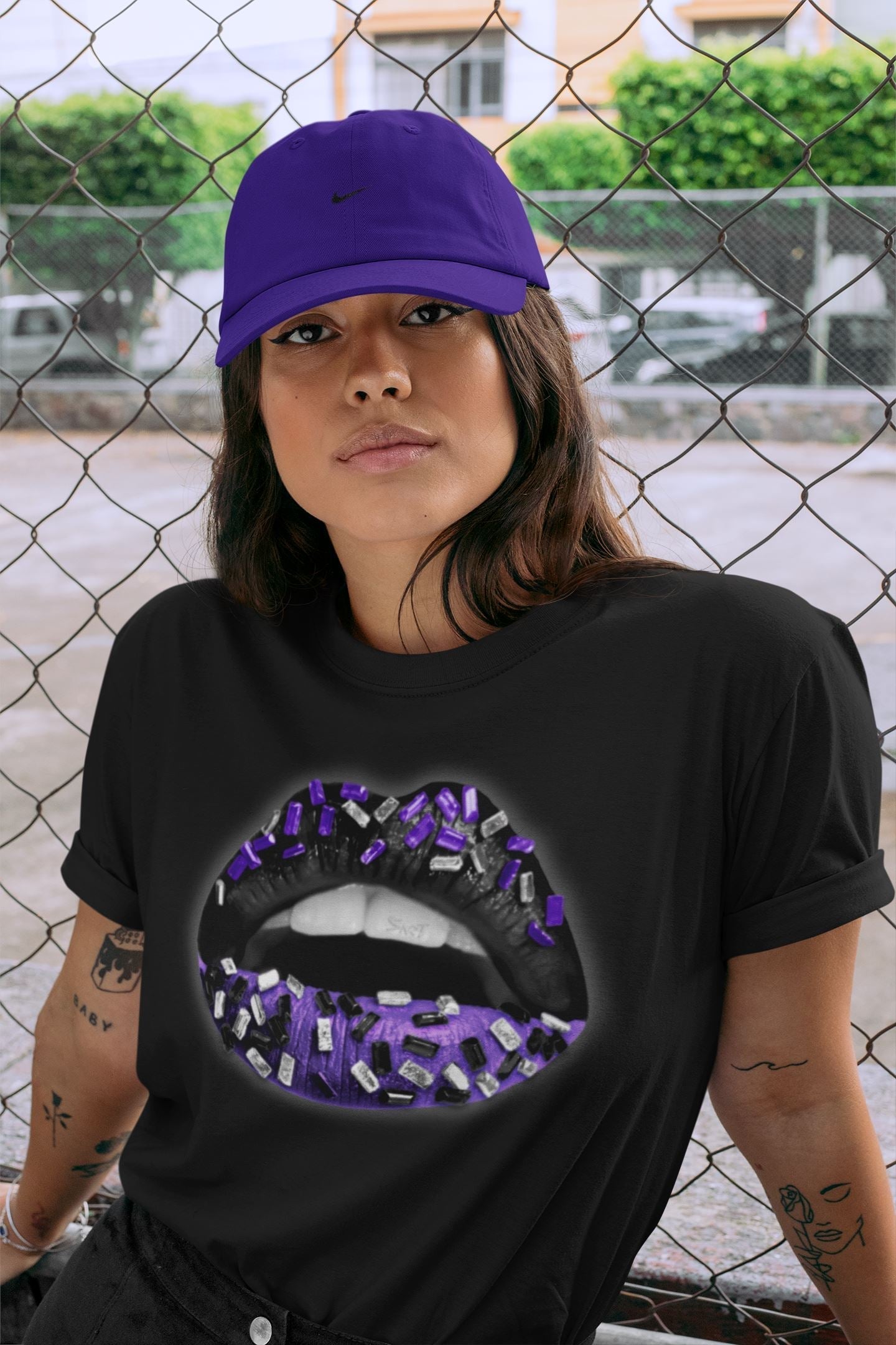 Lips Jewel Unisex Tops - Air Jordan 13 Court Purple