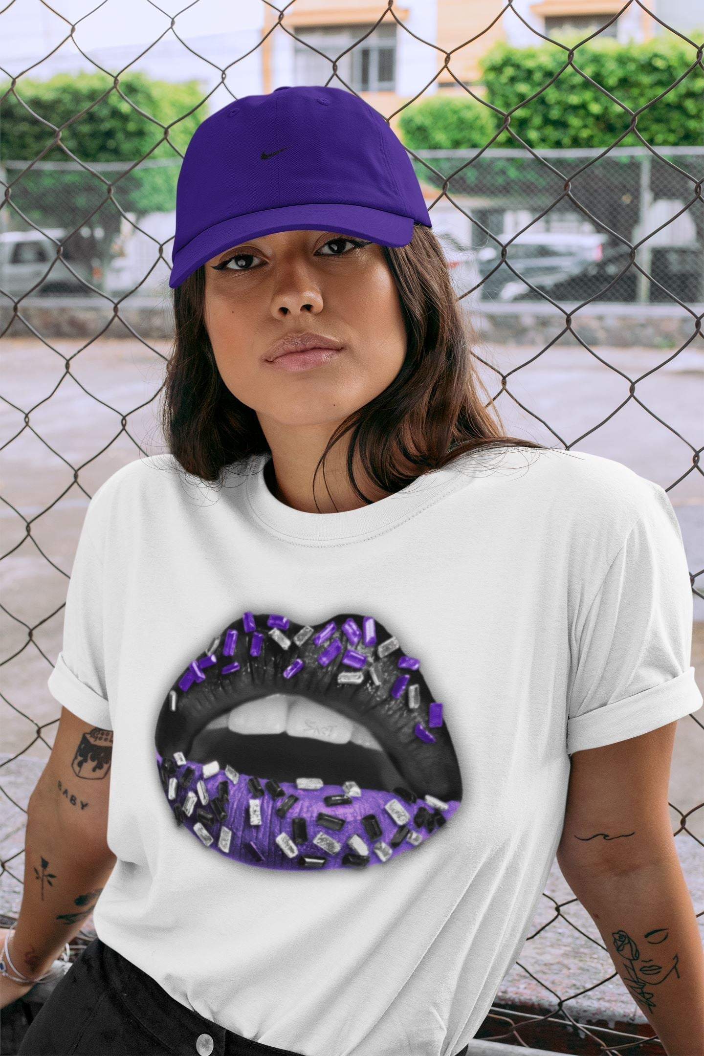 Lips Jewel Unisex Tops - Air Jordan 13 Court Purple