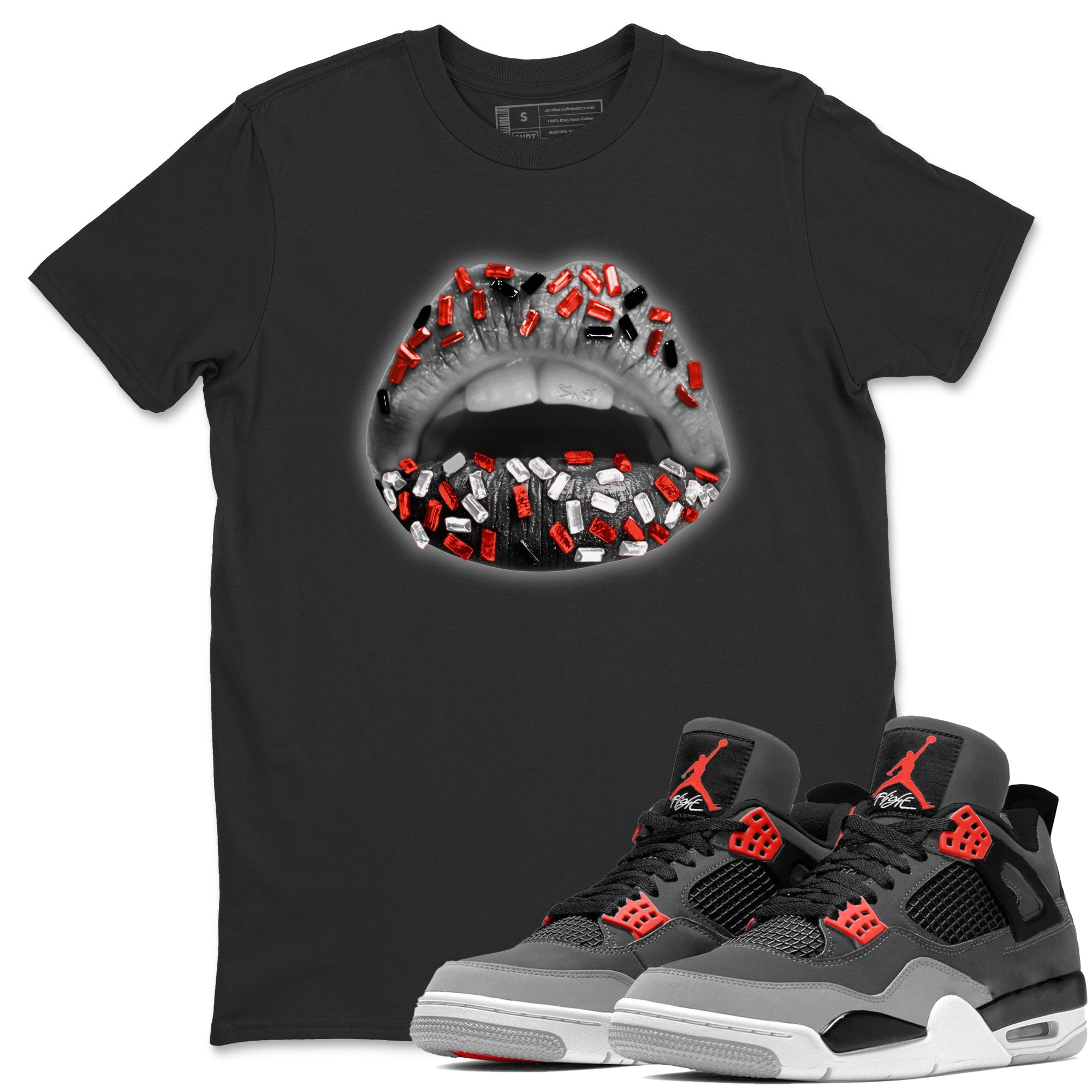 Lips Jewel Unisex Tops - Air Jordan 4 Infrared