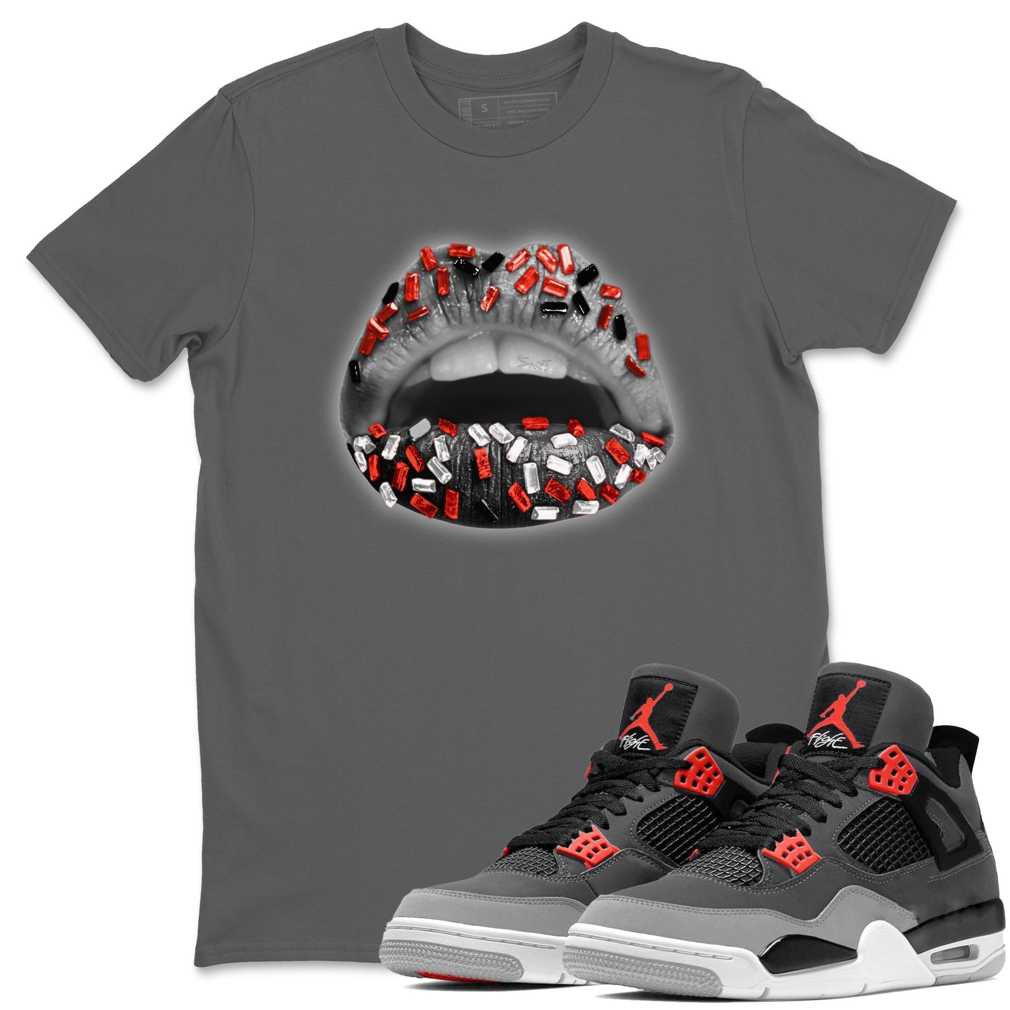 Lips Jewel Unisex Tops - Air Jordan 4 Infrared