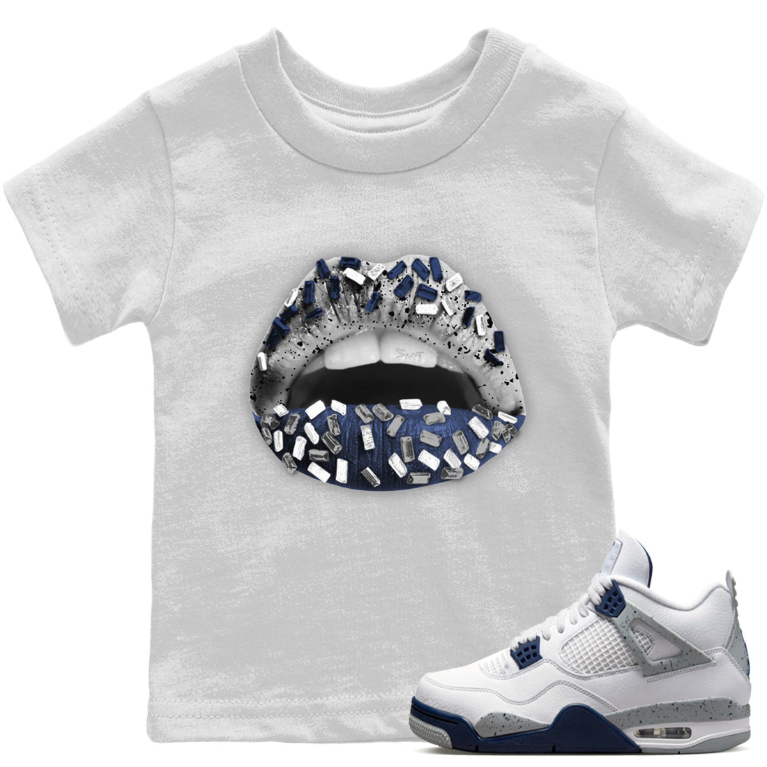 Lips Jewel Kids Tops - Air Jordan 4 Midnight Navy