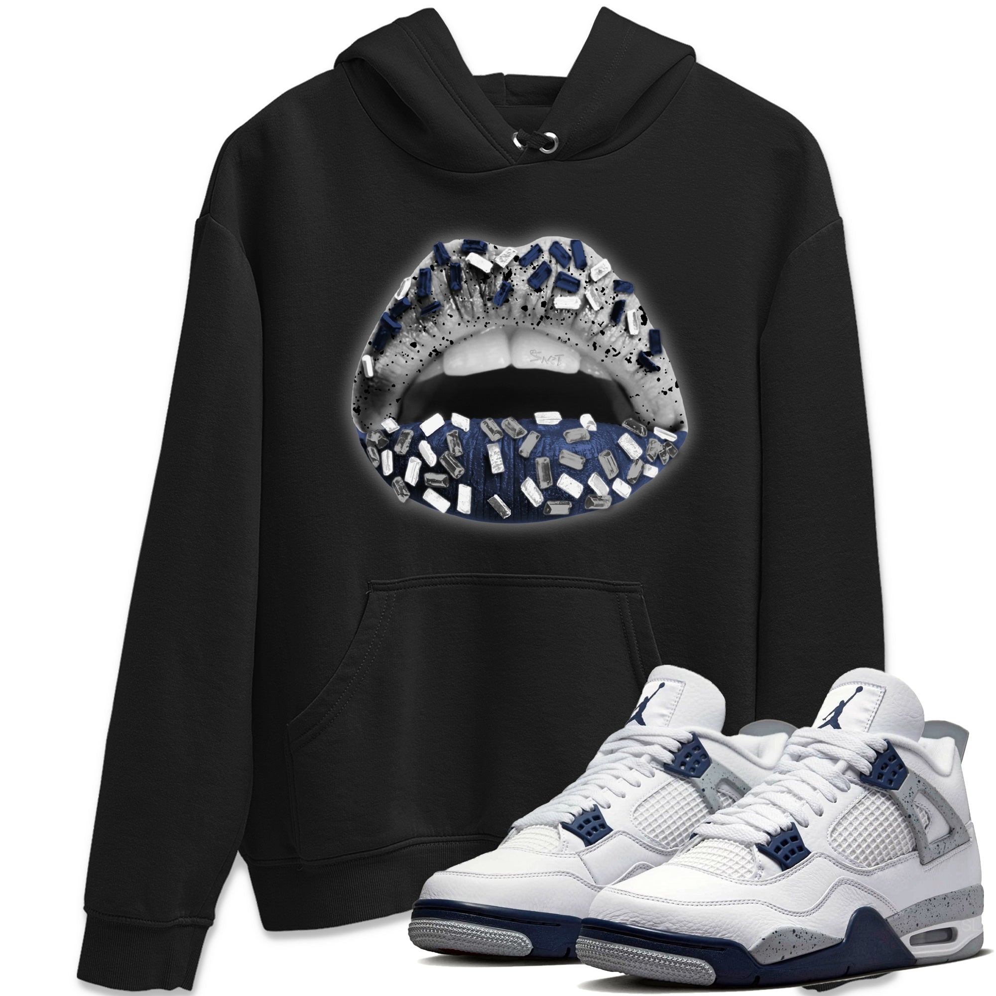 Lips Jewel Unisex Tops - Air Jordan 4 Midnight Navy