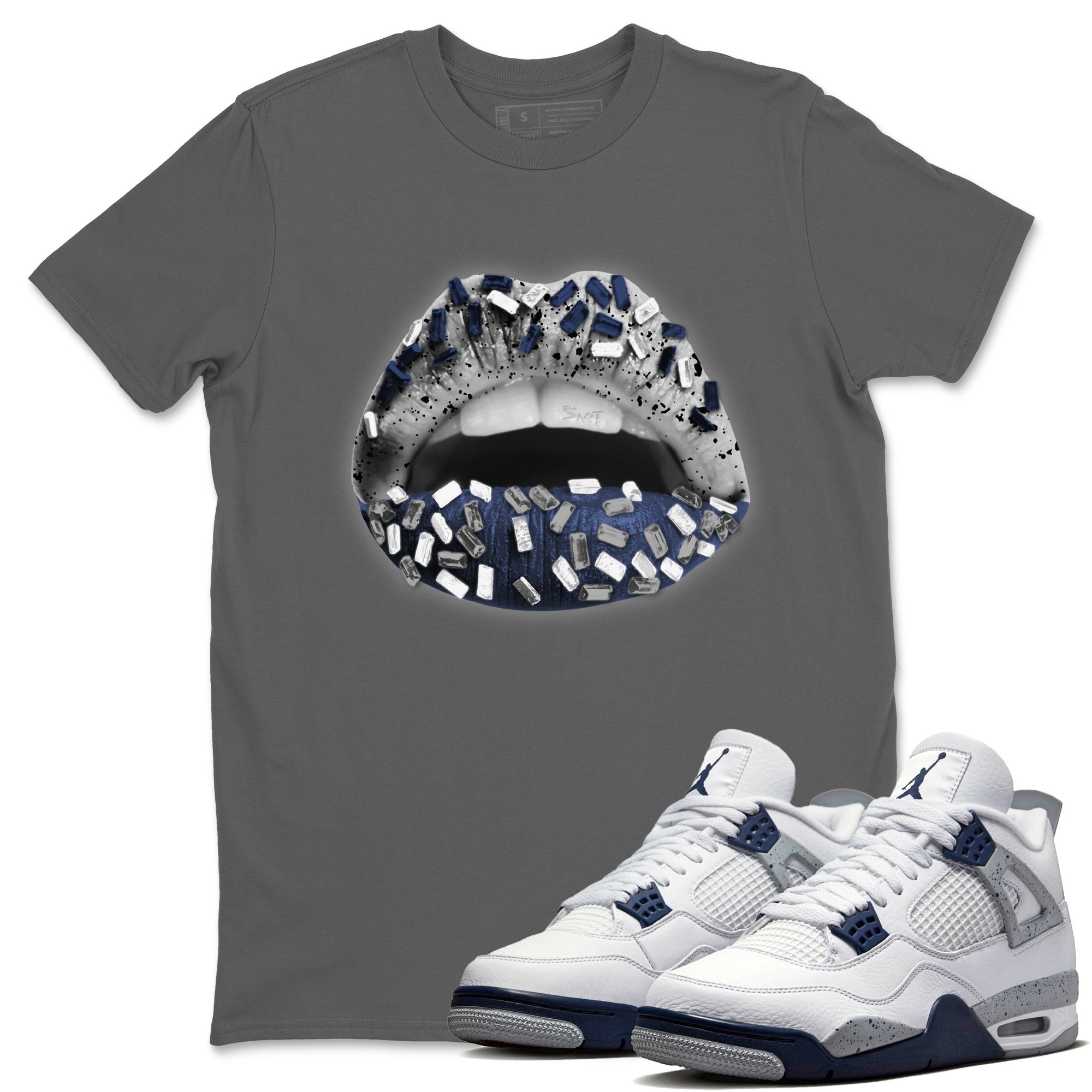 Lips Jewel Unisex Tops - Air Jordan 4 Midnight Navy
