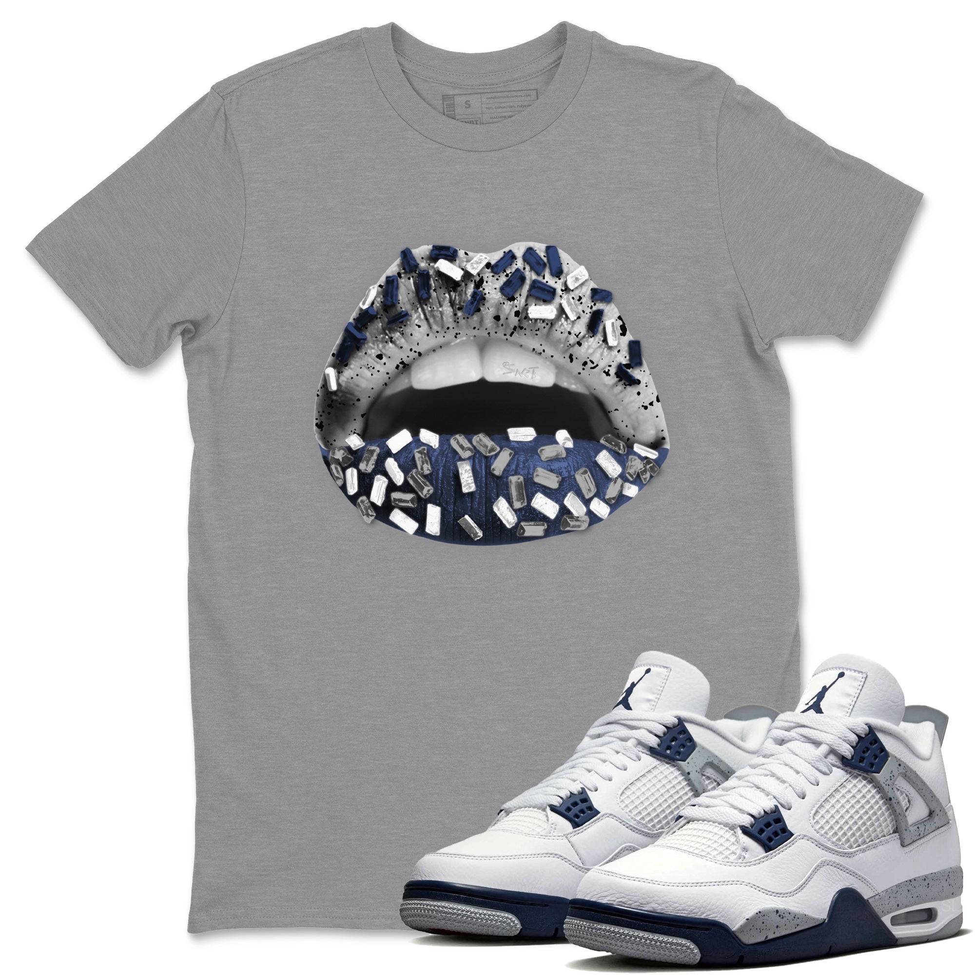 Lips Jewel Unisex Tops - Air Jordan 4 Midnight Navy