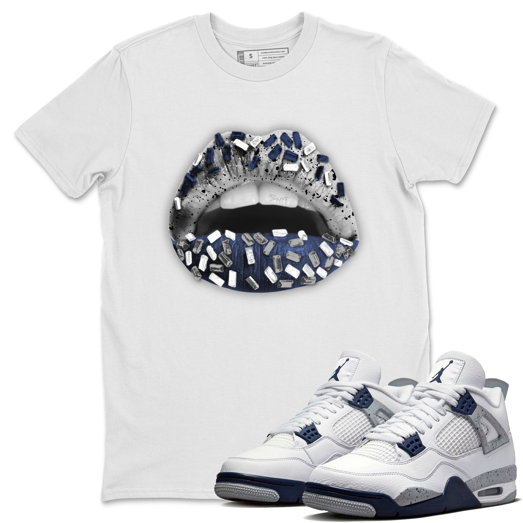 Lips Jewel Unisex Tops - Air Jordan 4 Midnight Navy