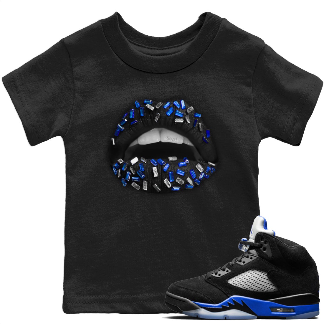Lips Jewel Kids Tops - Air Jordan 5 Racer Blue