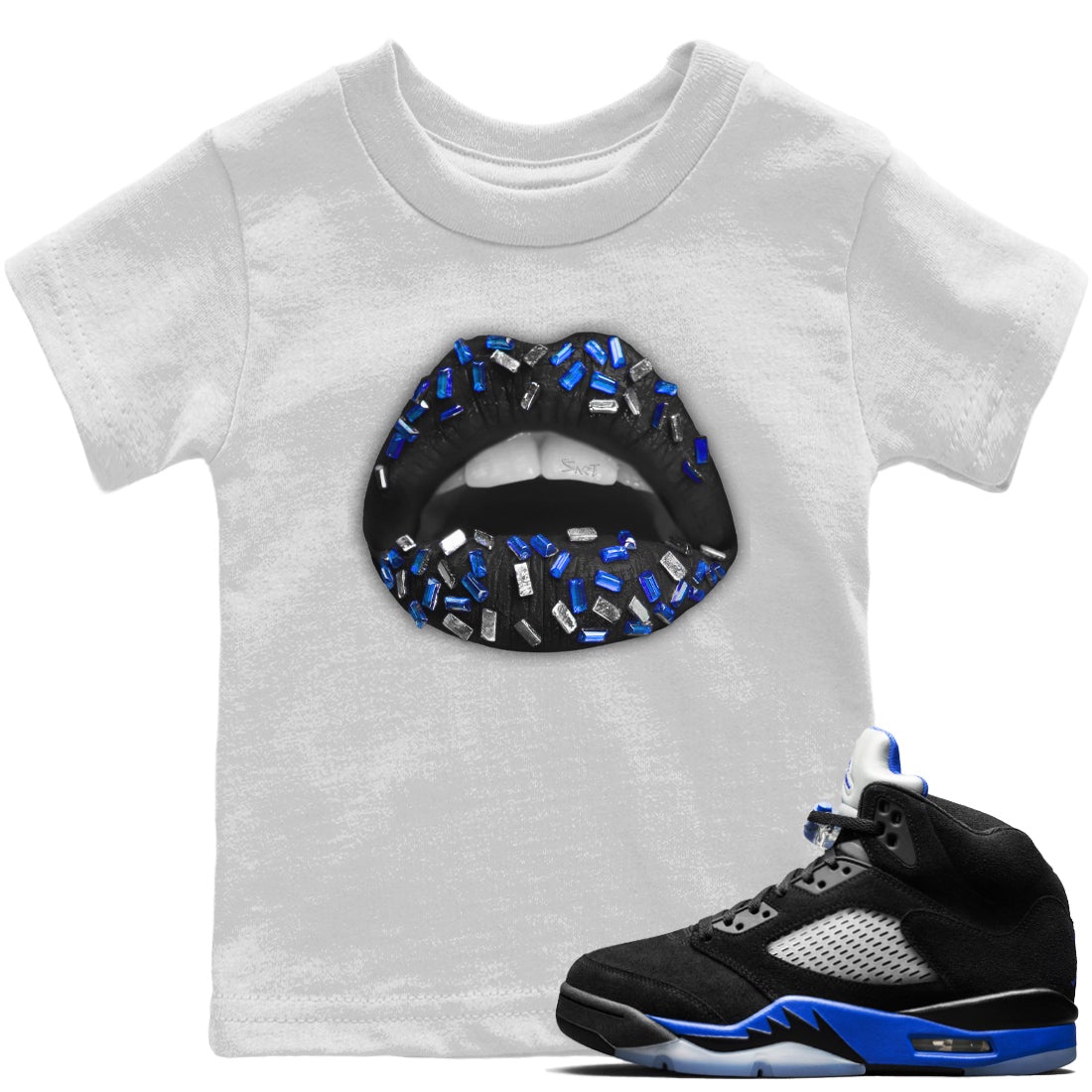 Lips Jewel Kids Tops - Air Jordan 5 Racer Blue