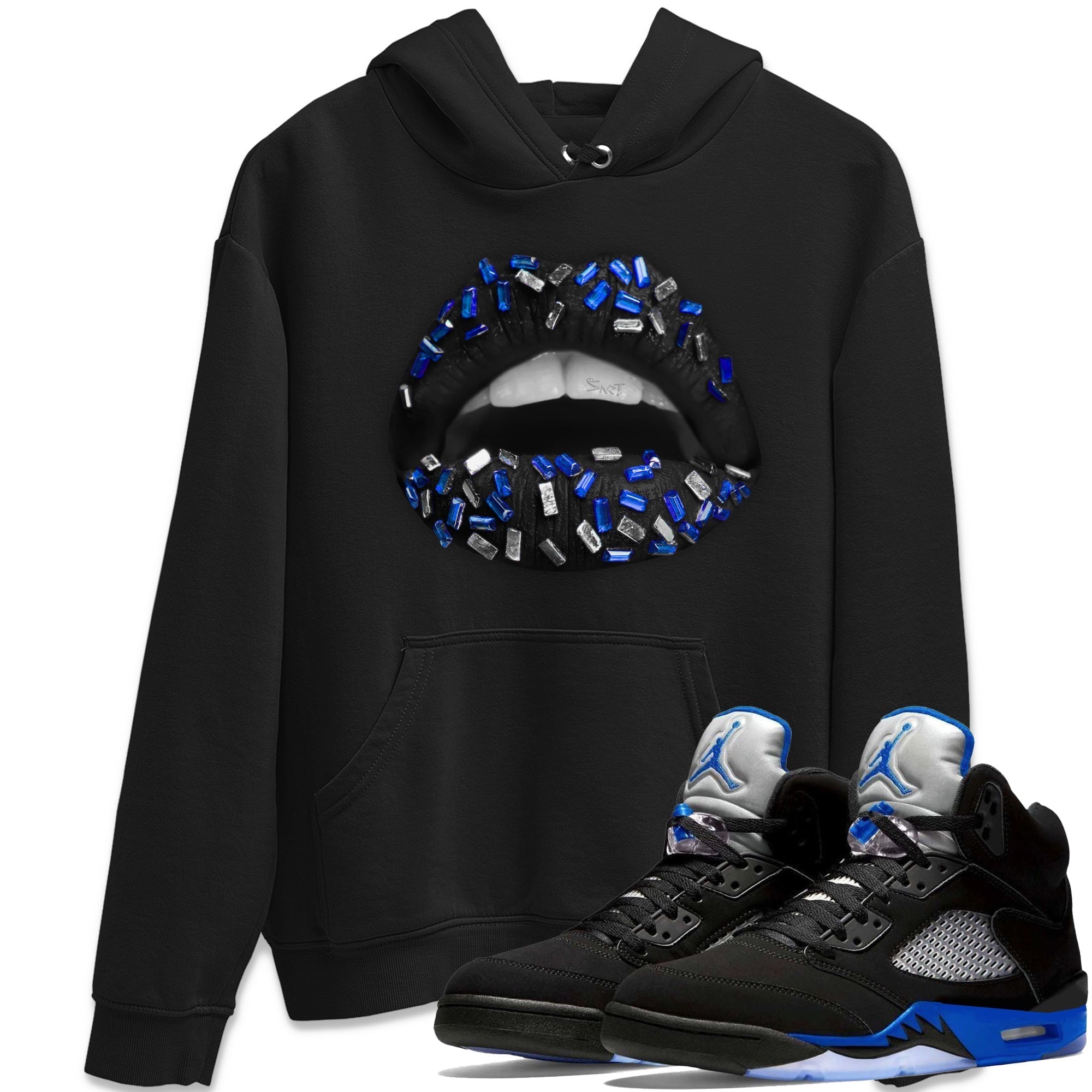 Lips Jewel Unisex Tops - Air Jordan 5 Racer Blue