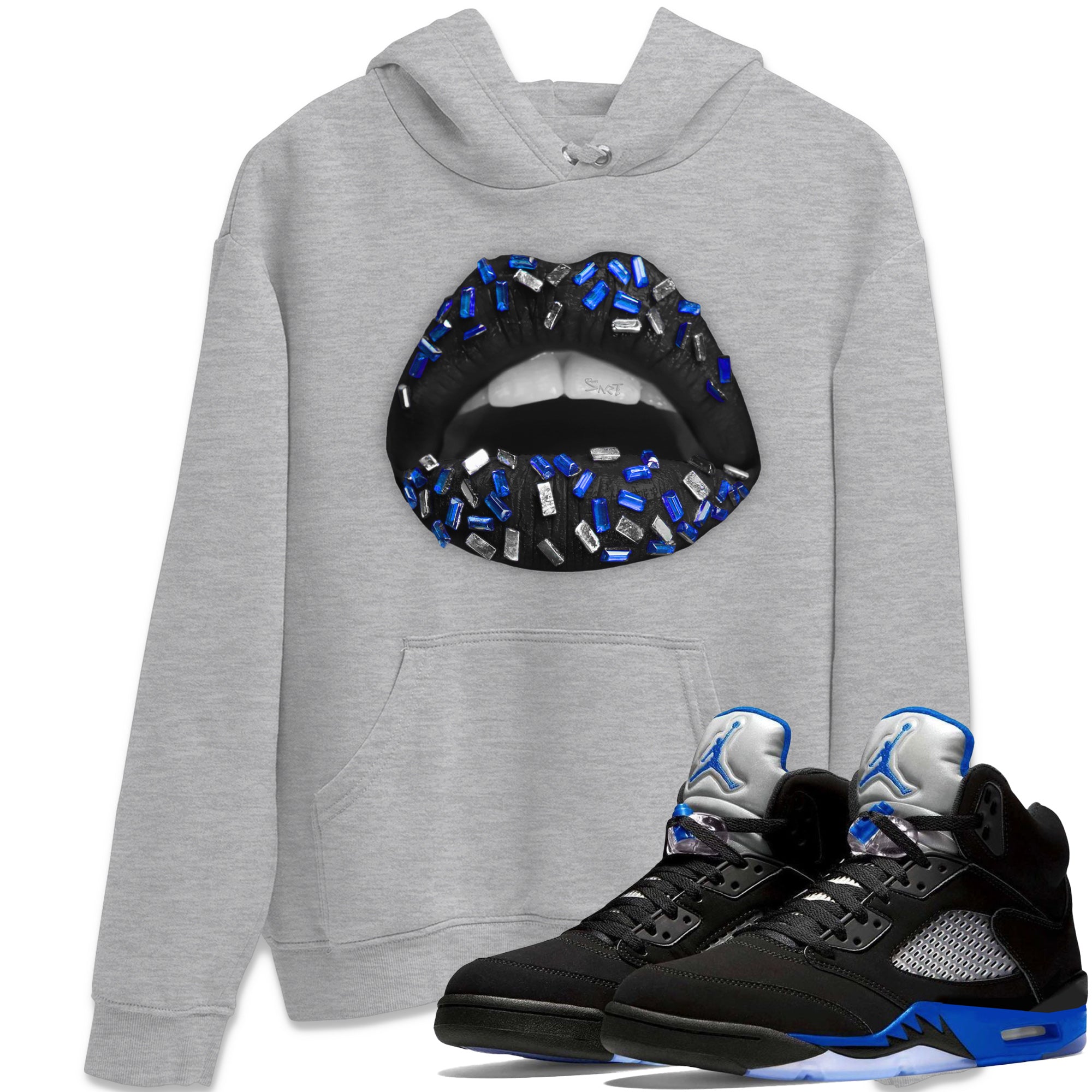 Lips Jewel Unisex Tops - Air Jordan 5 Racer Blue
