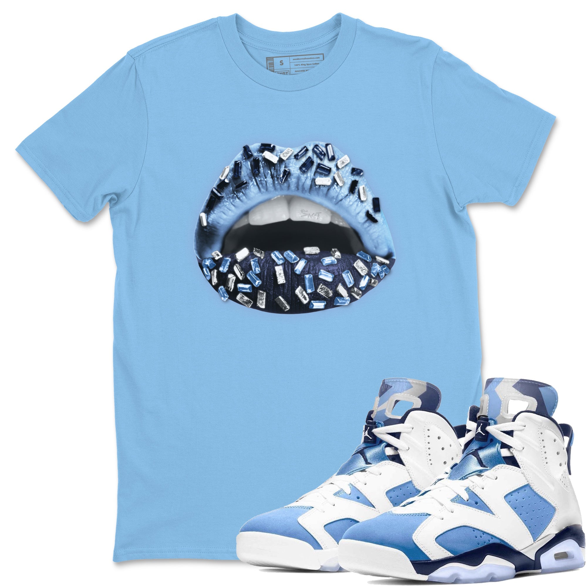 Lips Jewel Unisex Tops - Air Jordan 6 UNC