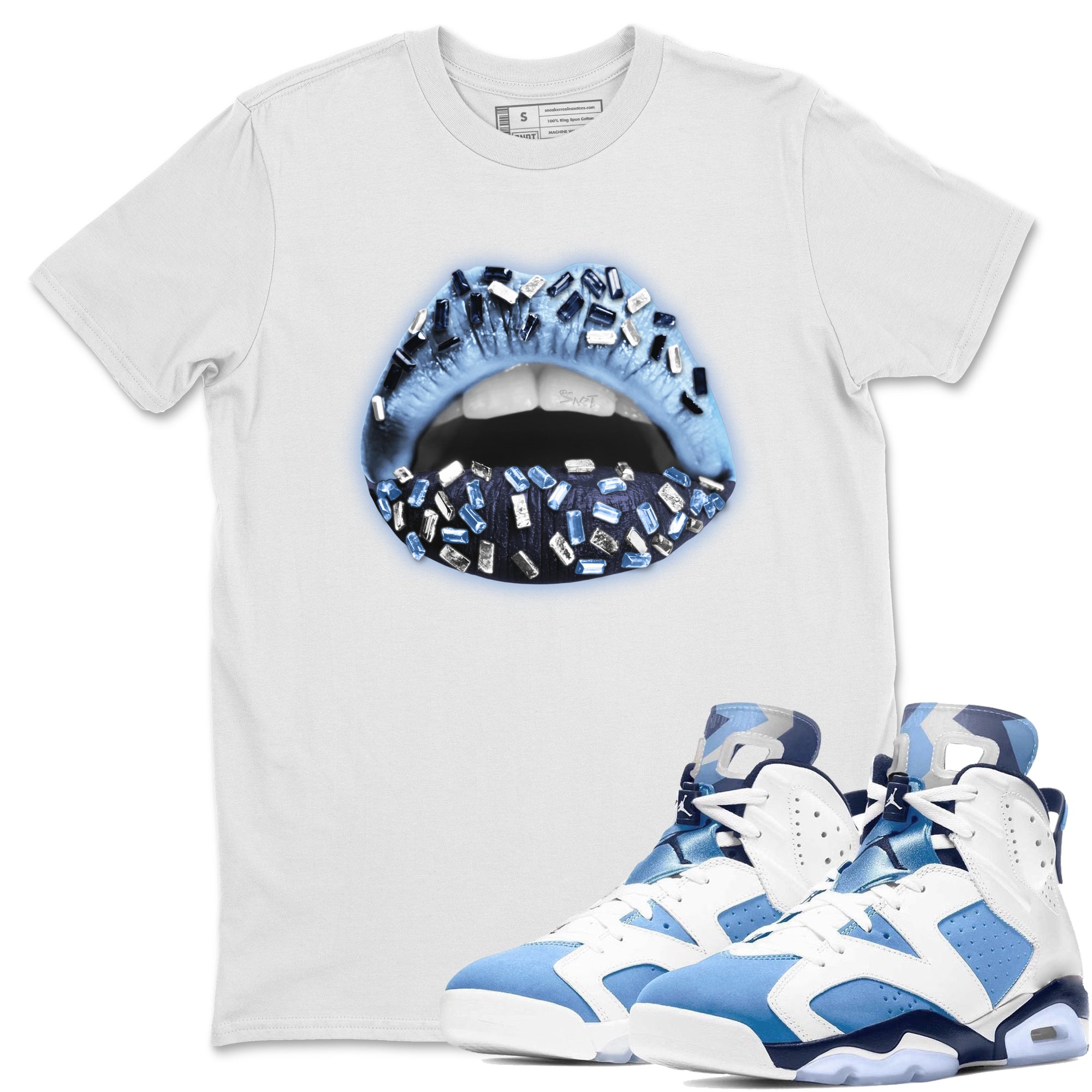 Lips Jewel Unisex Tops - Air Jordan 6 UNC