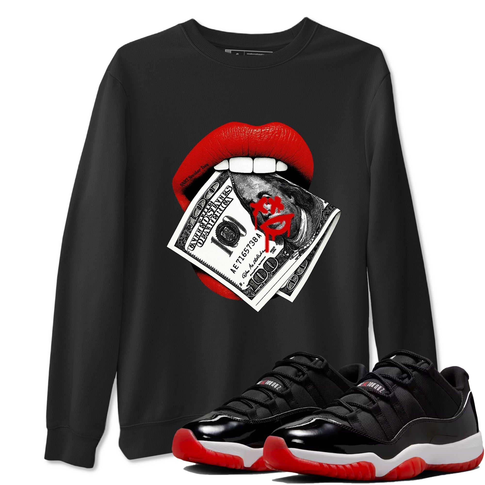 Lips Money snkmatch Tees - Air Jordan 11 Bred