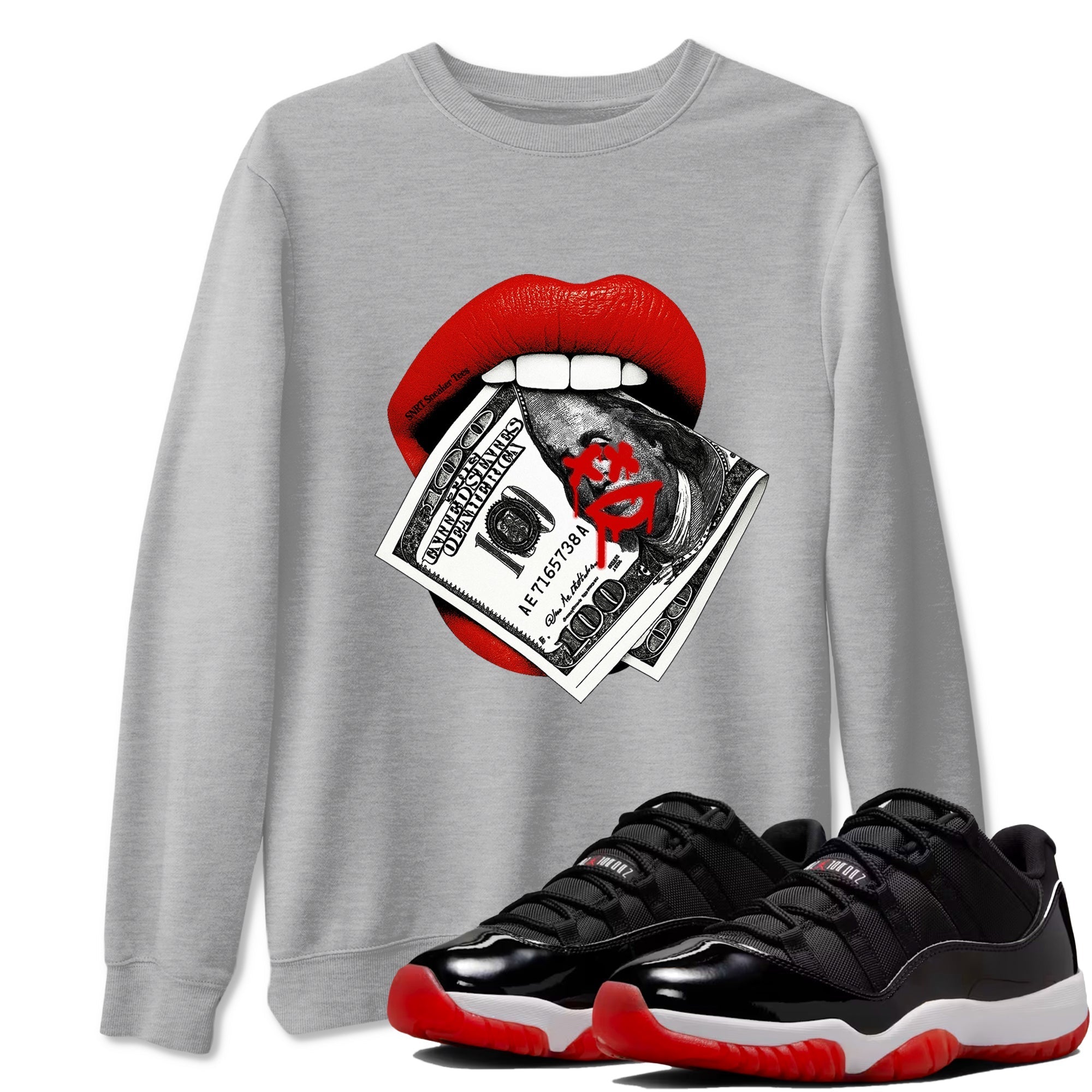 Lips Money snkmatch Tees - Air Jordan 11 Bred