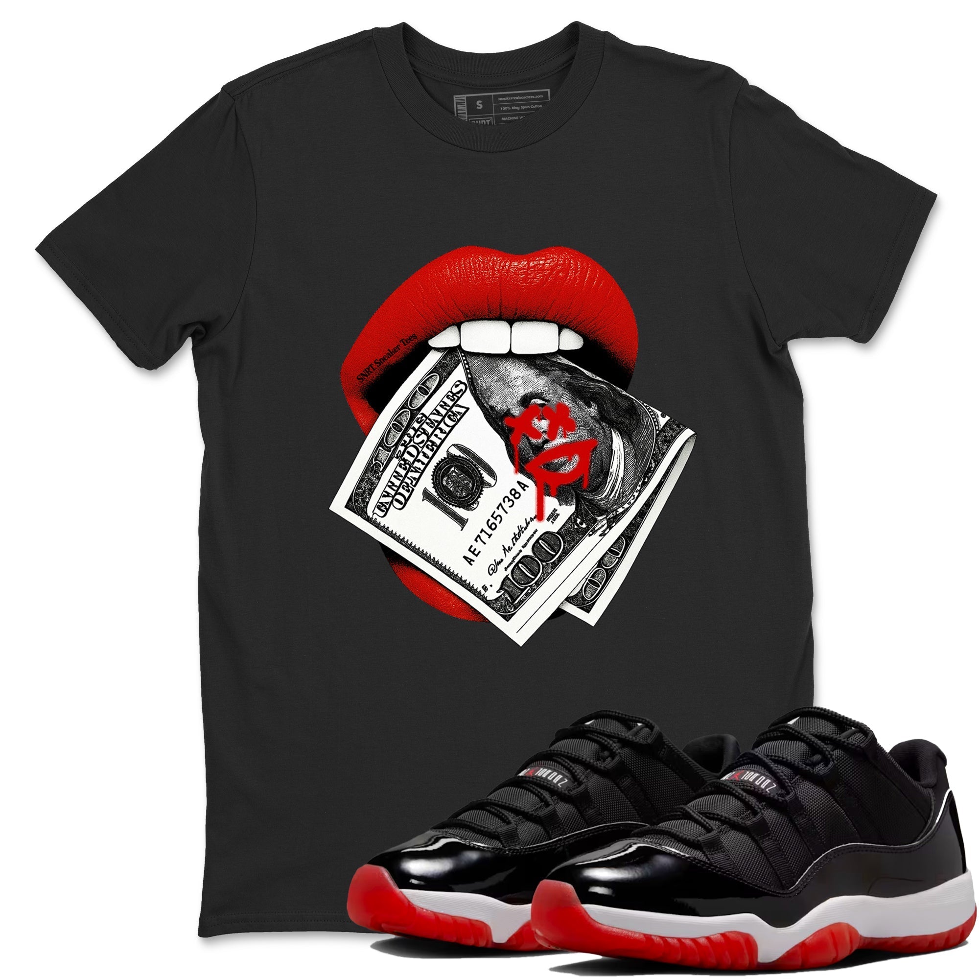 Lips Money snkmatch Tees - Air Jordan 11 Bred