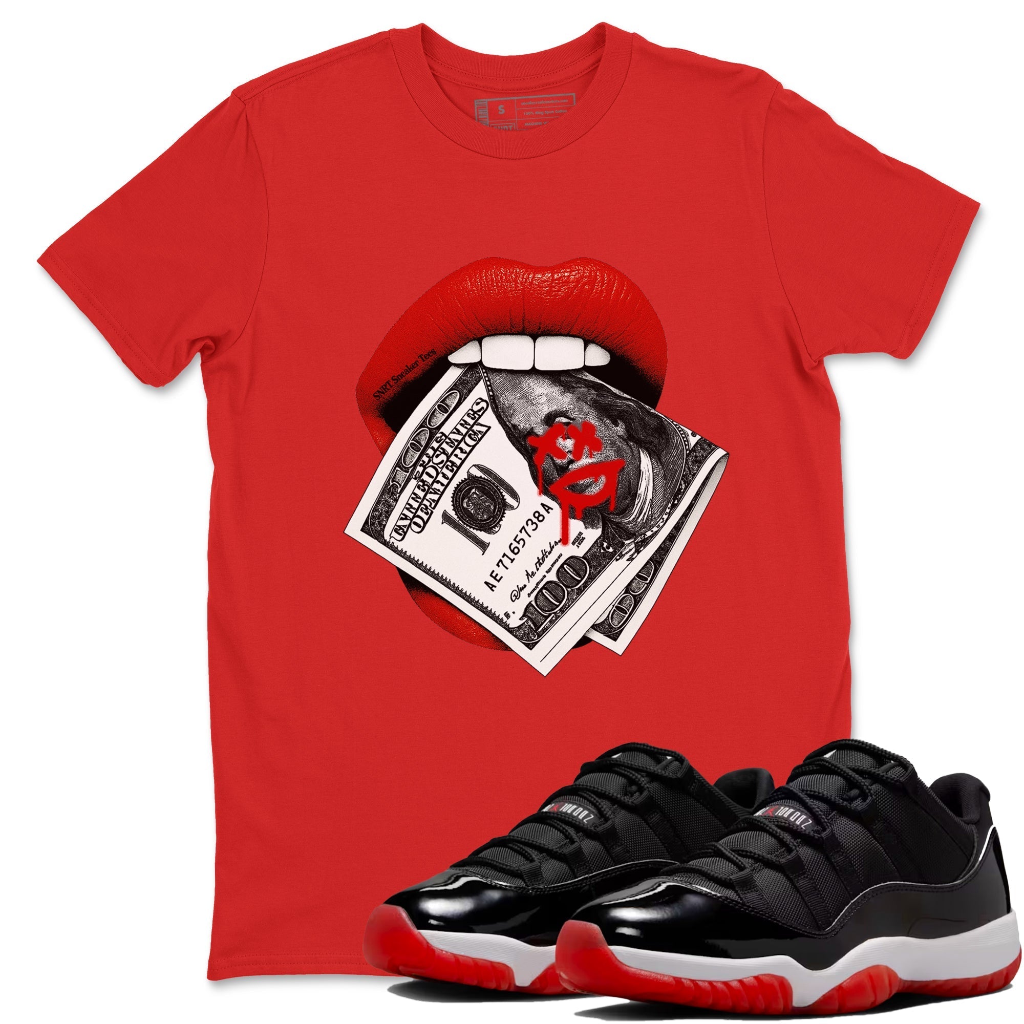 Lips Money snkmatch Tees - Air Jordan 11 Bred