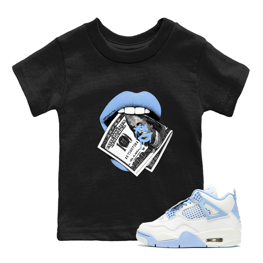 Lips Money snkmatch Tees Kids - Air Jordan 4 Forget Me Not