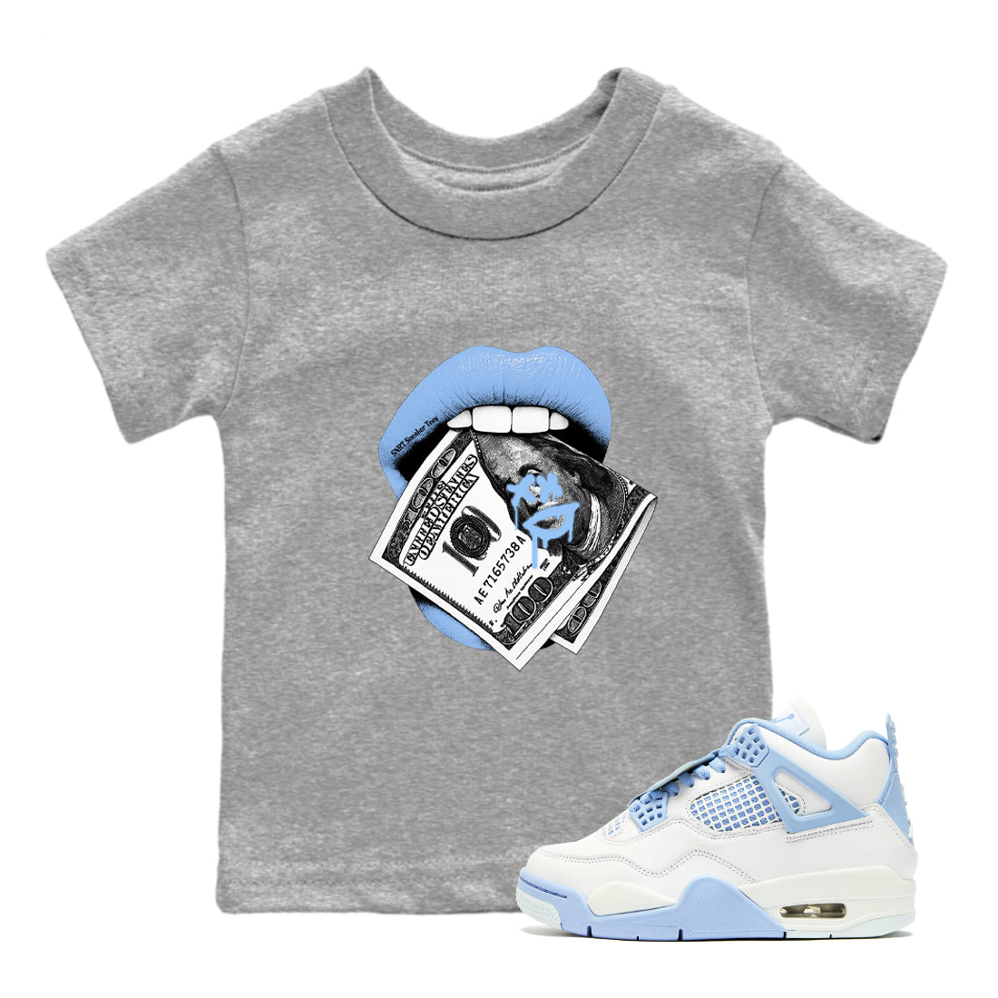 Lips Money snkmatch Tees Kids - Air Jordan 4 Forget Me Not