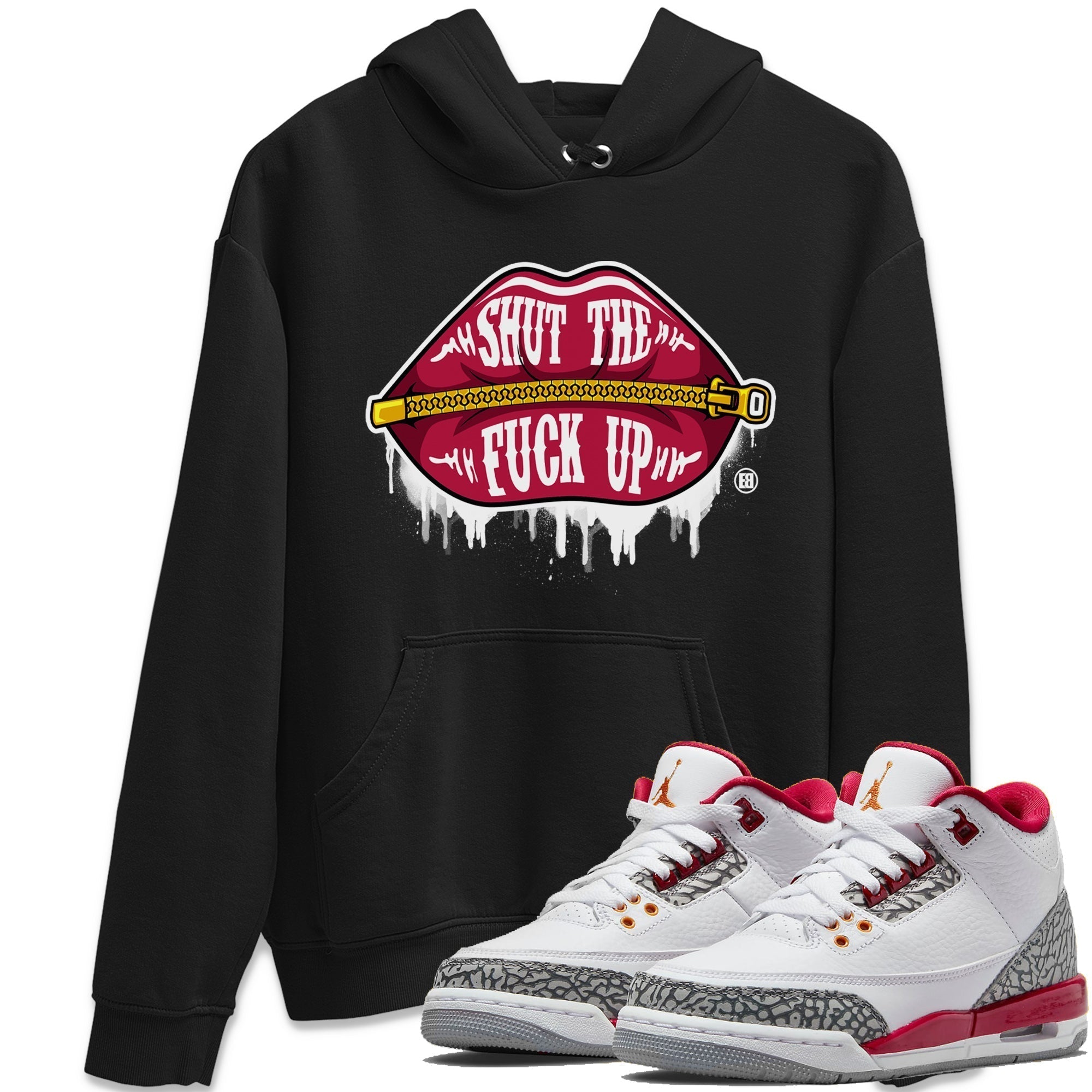 Lips Zipper Unisex Tops - Air Jordan 3 Cardinal