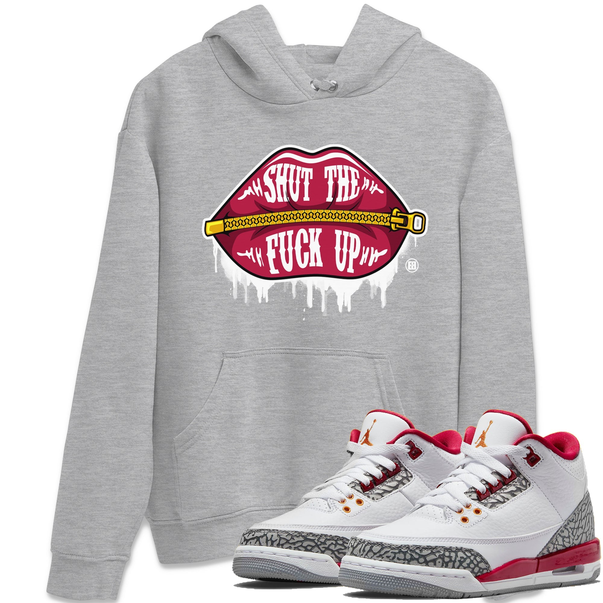 Lips Zipper Unisex Tops - Air Jordan 3 Cardinal