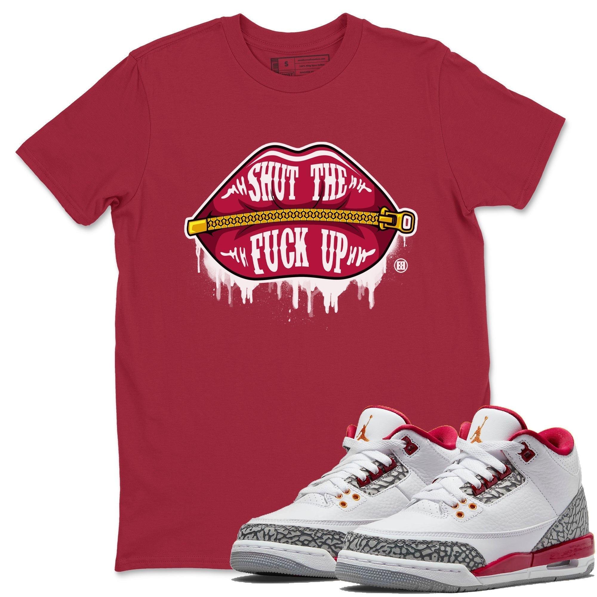 Lips Zipper Unisex Tops - Air Jordan 3 Cardinal
