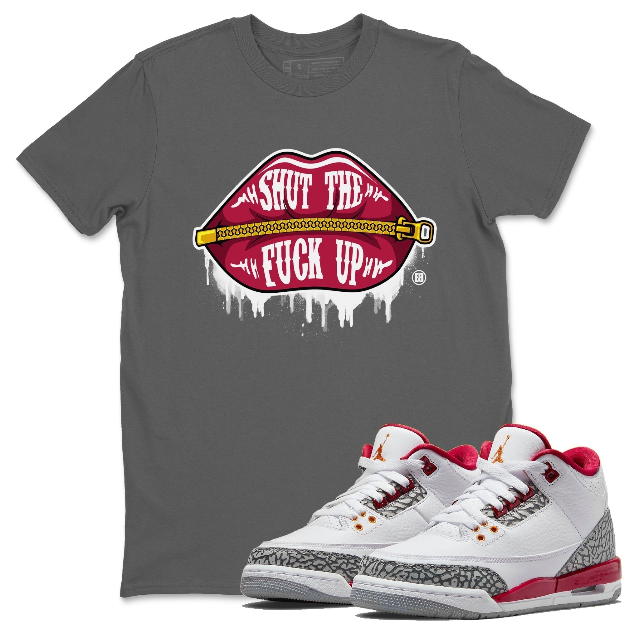 Lips Zipper Unisex Tops - Air Jordan 3 Cardinal