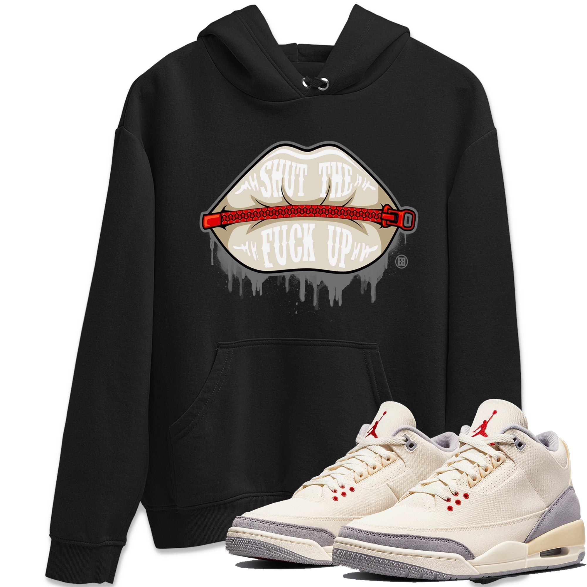 Lips Zipper Unisex Tops - Air Jordan 3 Muslin