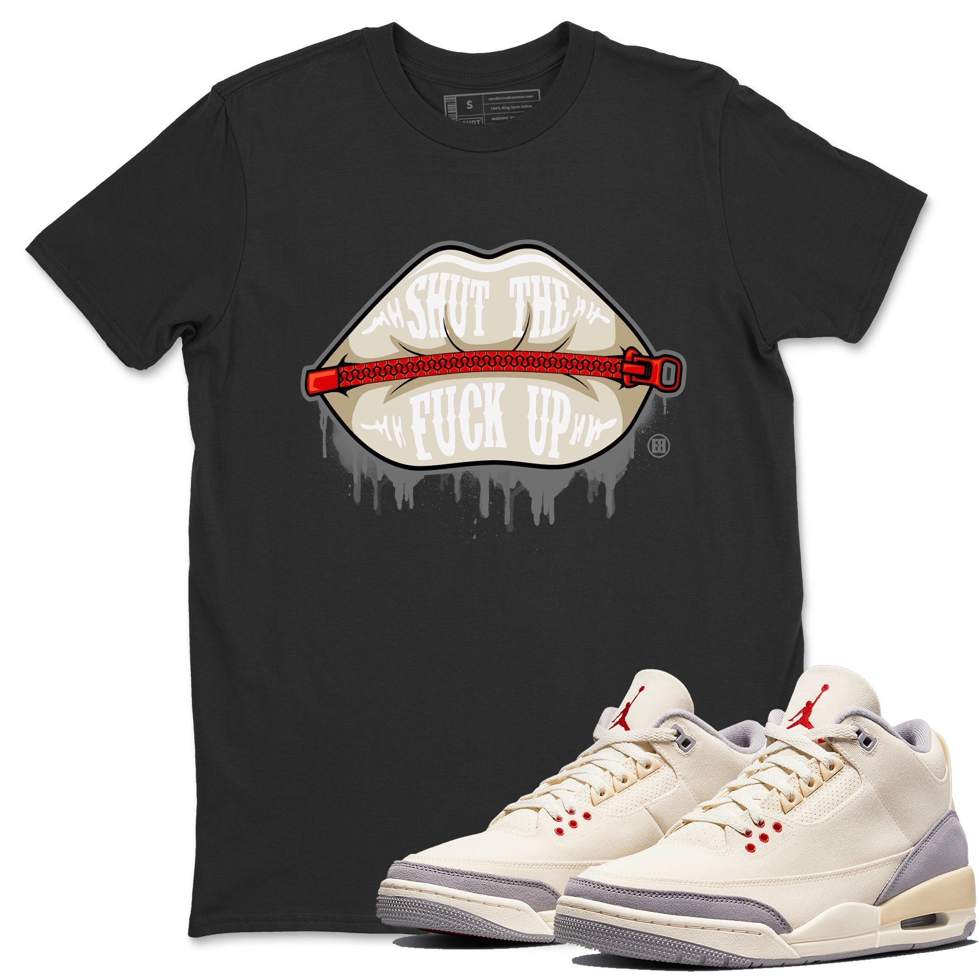 Lips Zipper Unisex Tops - Air Jordan 3 Muslin