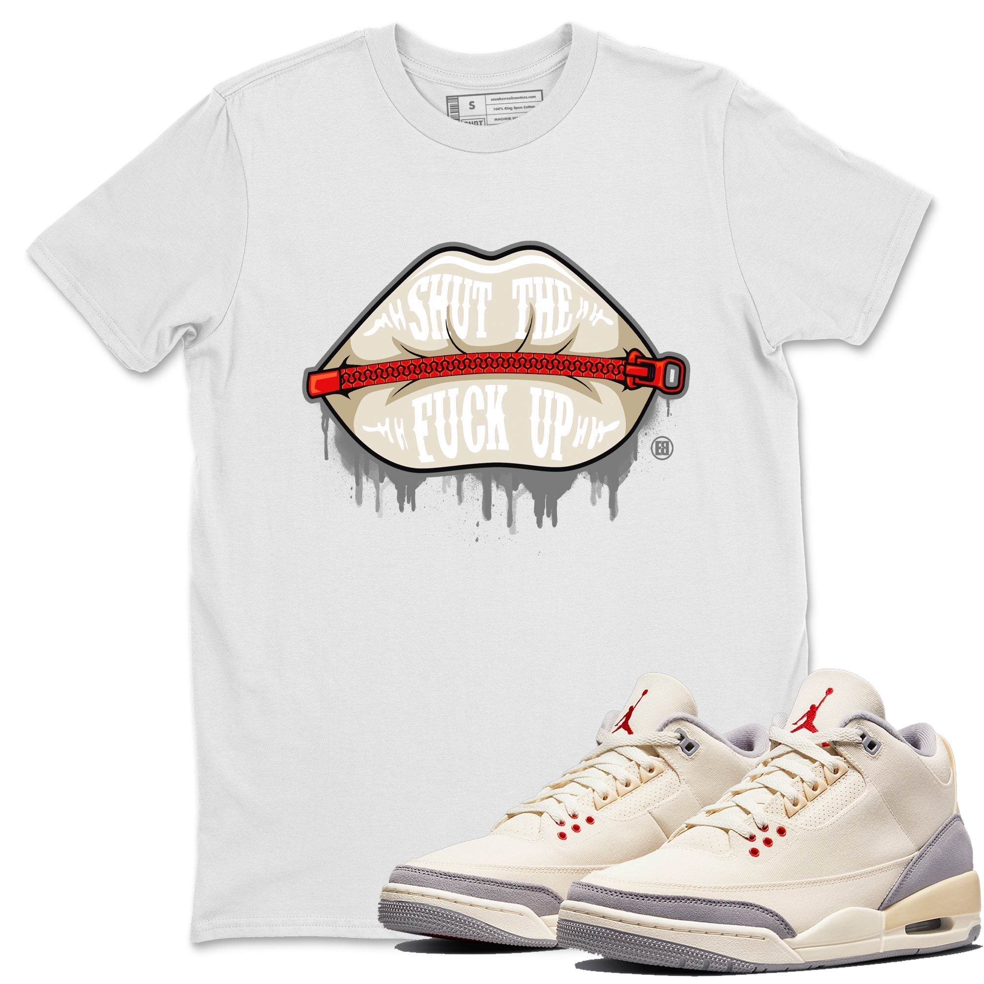 Lips Zipper Unisex Tops - Air Jordan 3 Muslin