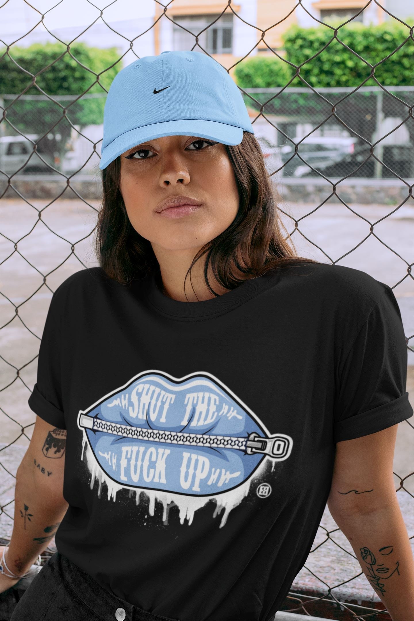 Lips Zipper Unisex Tops - Air Jordan 6 UNC