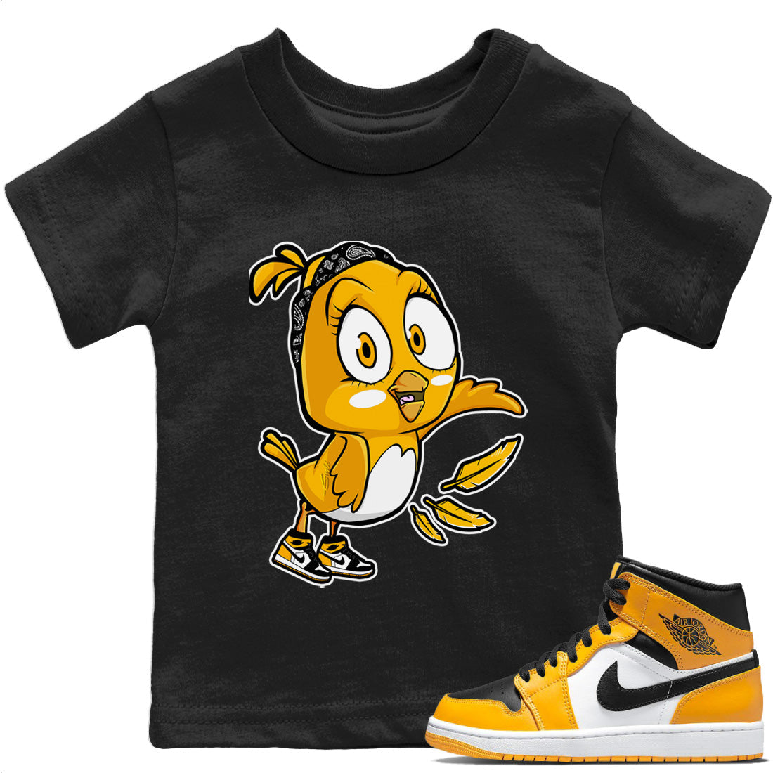 Little Birds Kids Tops - Air Jordan 1 Yellow Toe