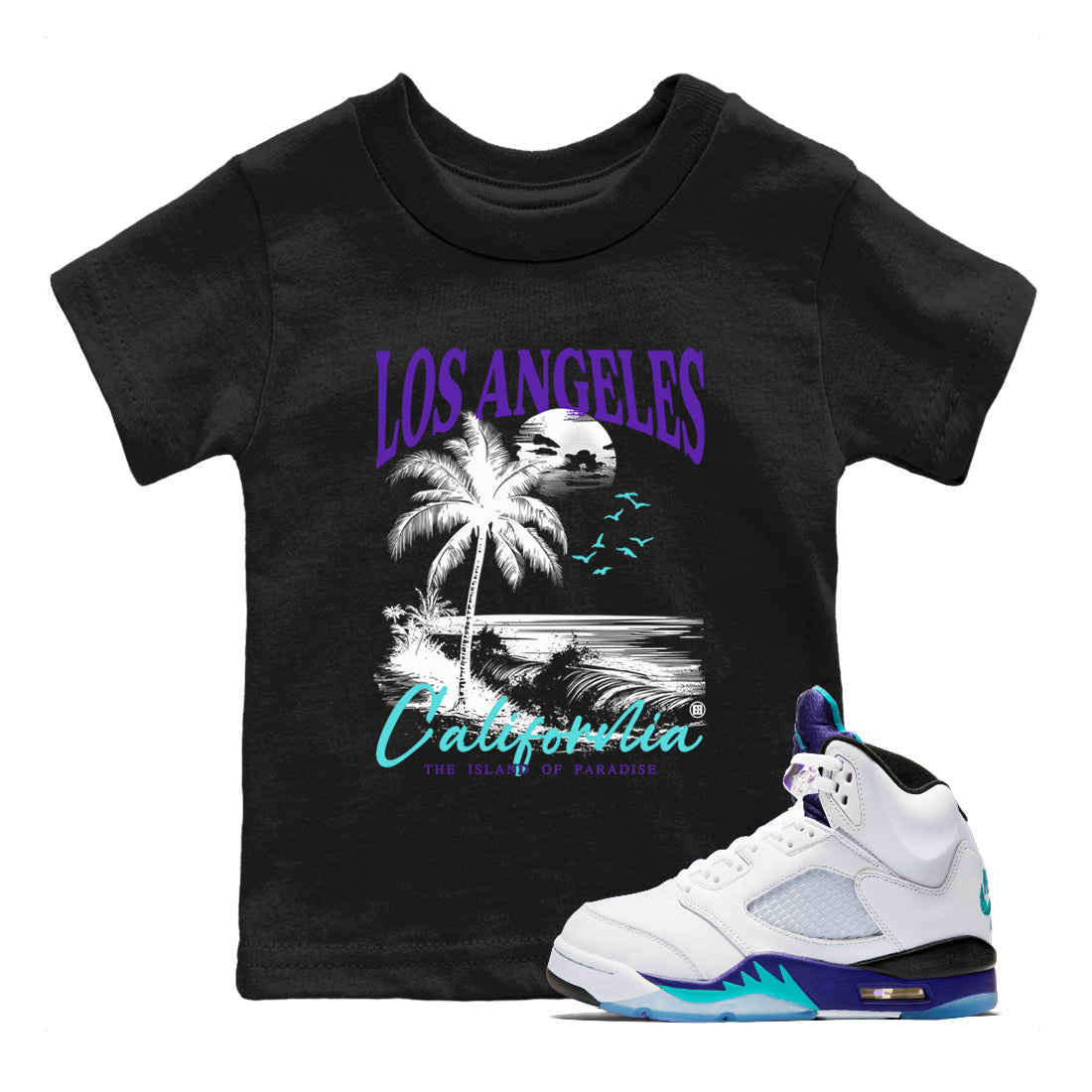 Los Angeles California snkmatch Tees Kids - Air Jordan 5 Grape