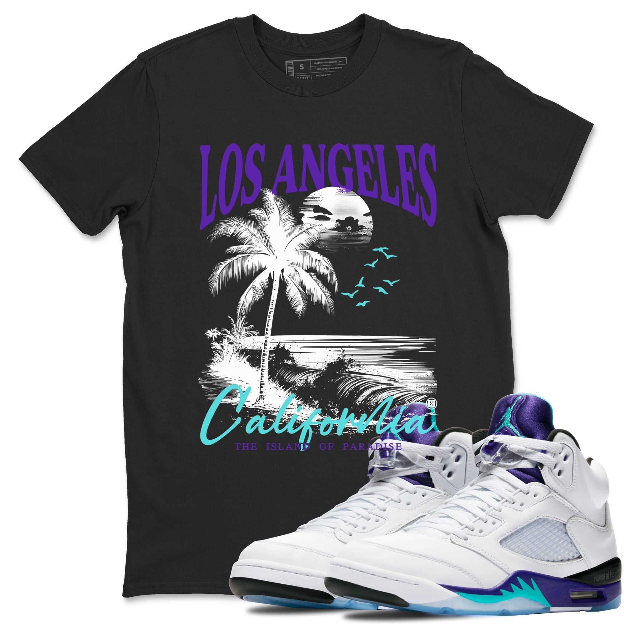 Los Angeles California snkmatch Tees - Air Jordan 5 Grape