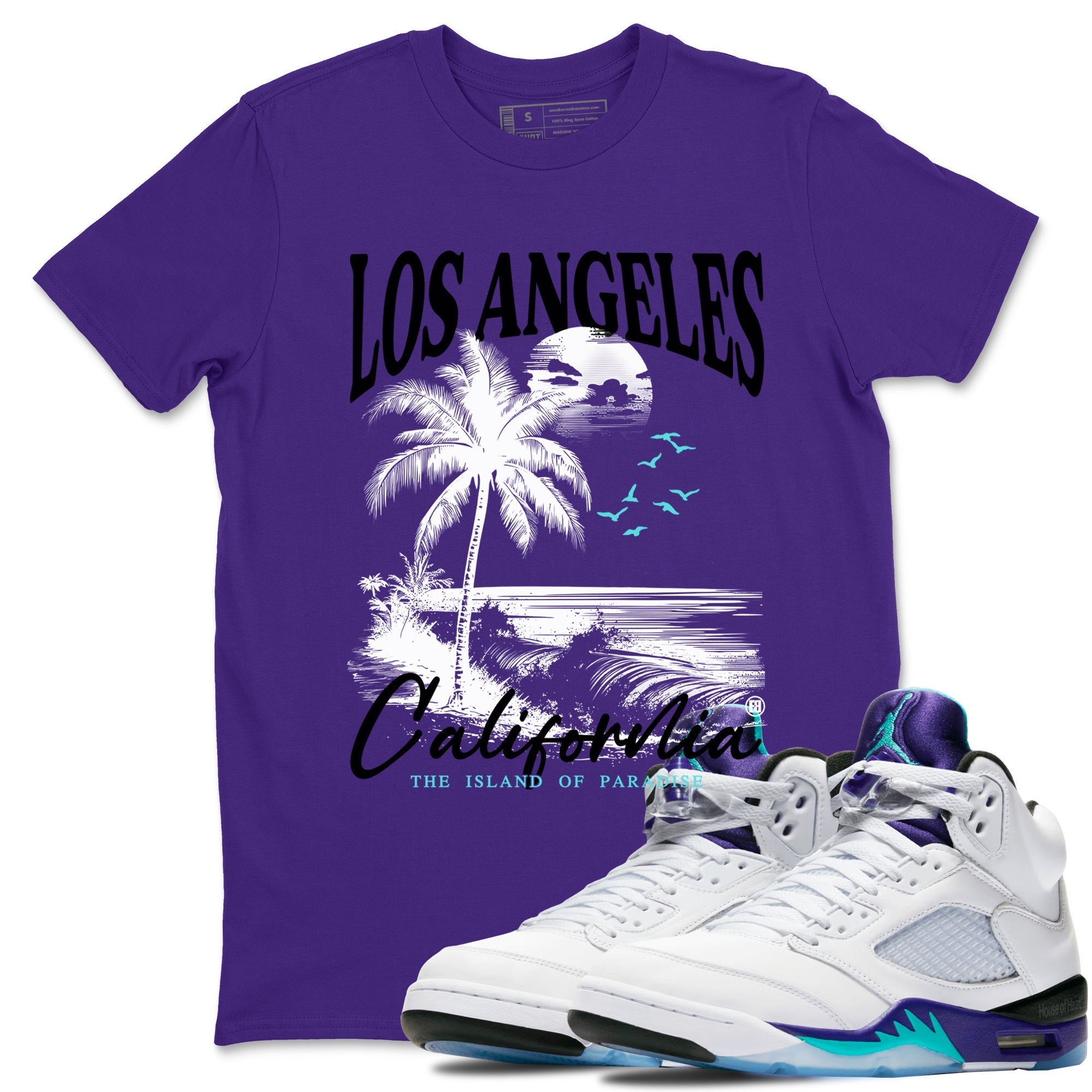 Los Angeles California snkmatch Tees - Air Jordan 5 Grape