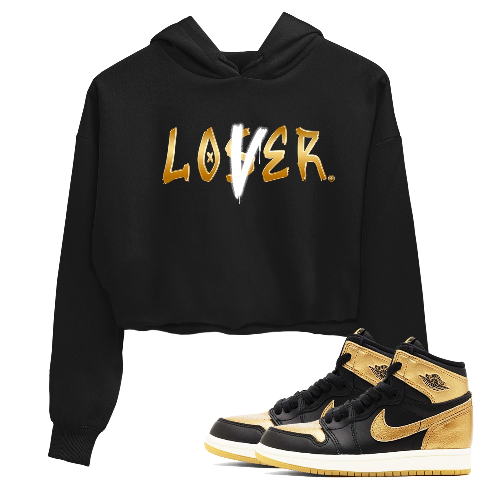 Loser Lover snkmatch Women's Top - Air Jordan 1 Black Metallic Gold