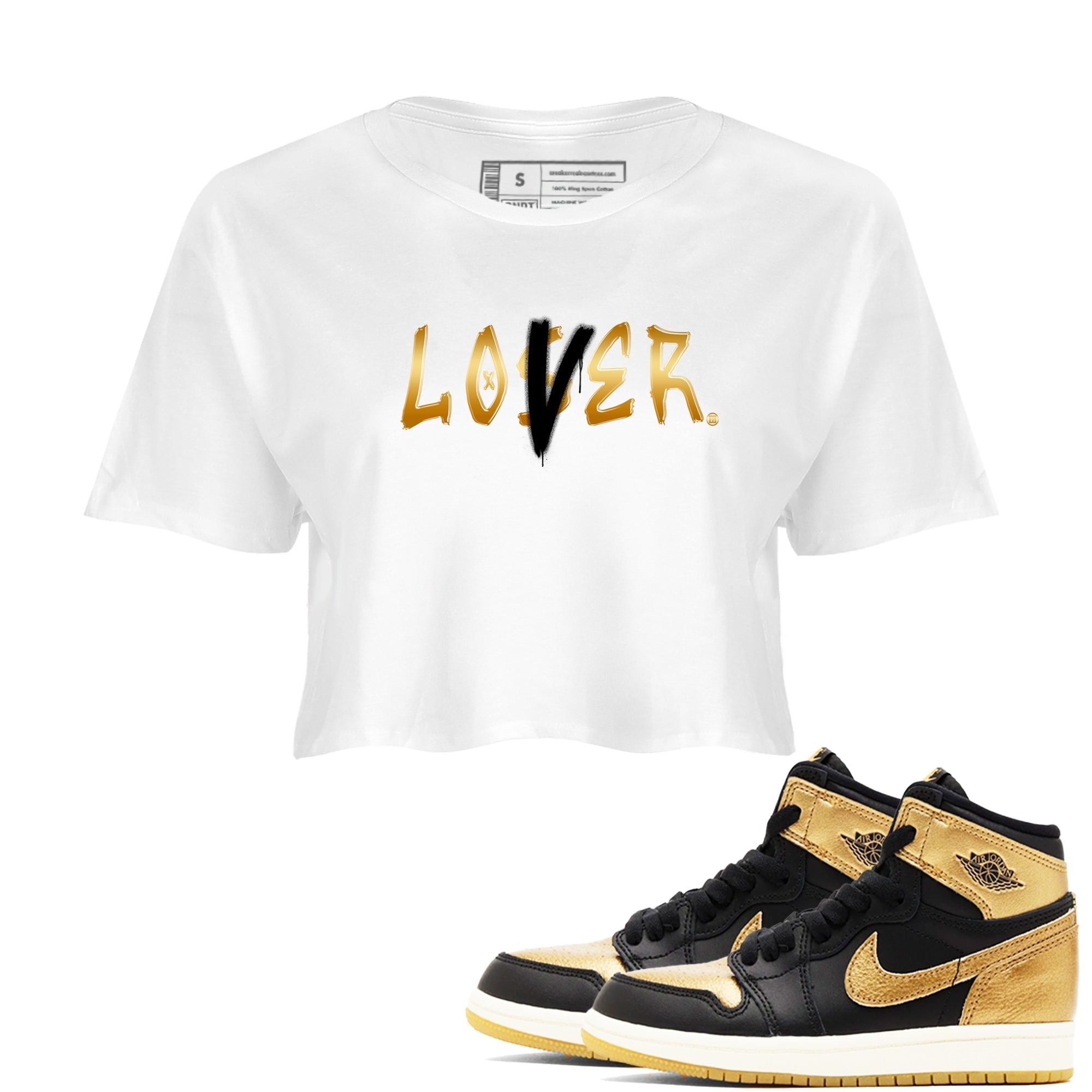 Loser Lover snkmatch Women's Top - Air Jordan 1 Black Metallic Gold
