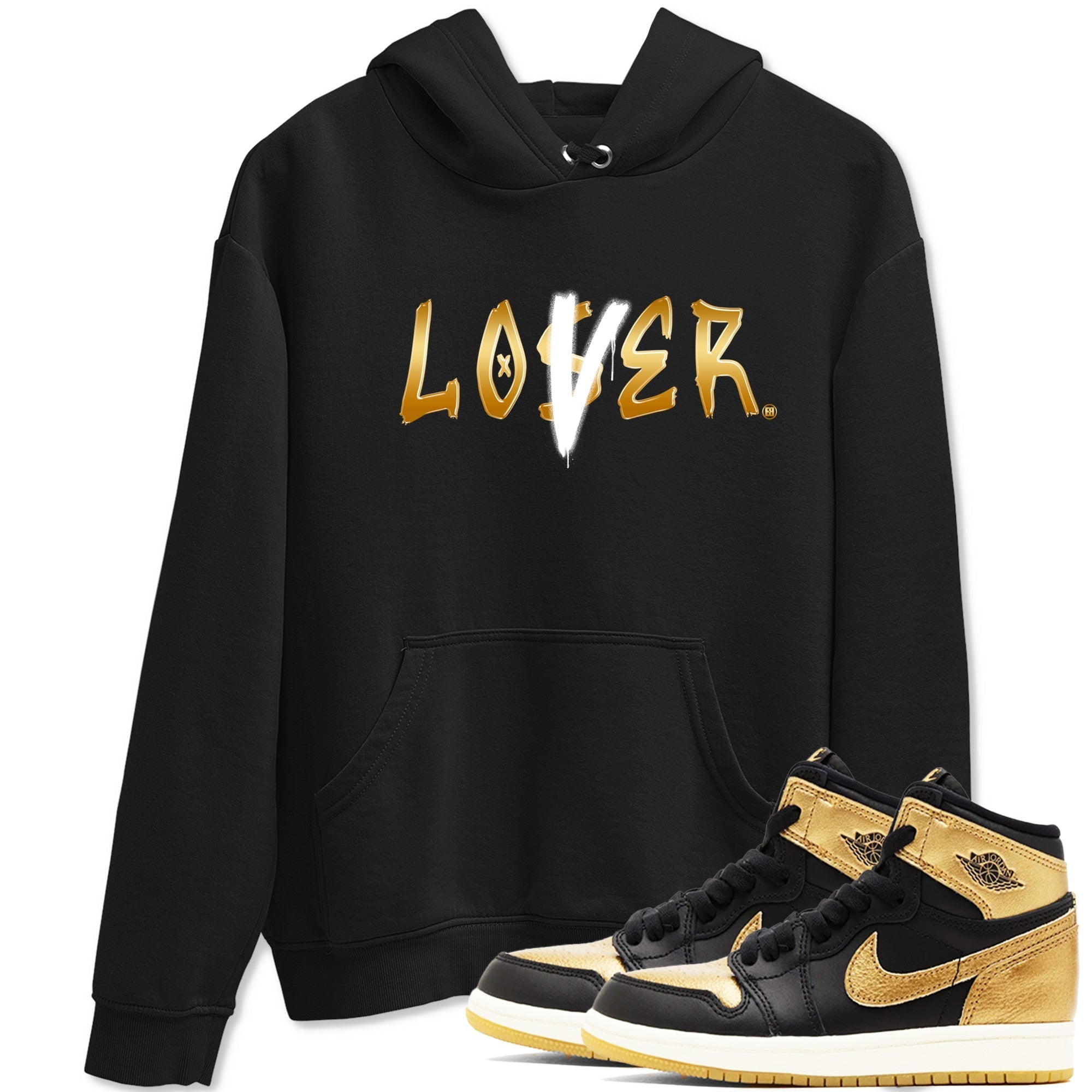 Loser Lover snkmatch Tees - Air Jordan 1 Black Metallic Gold