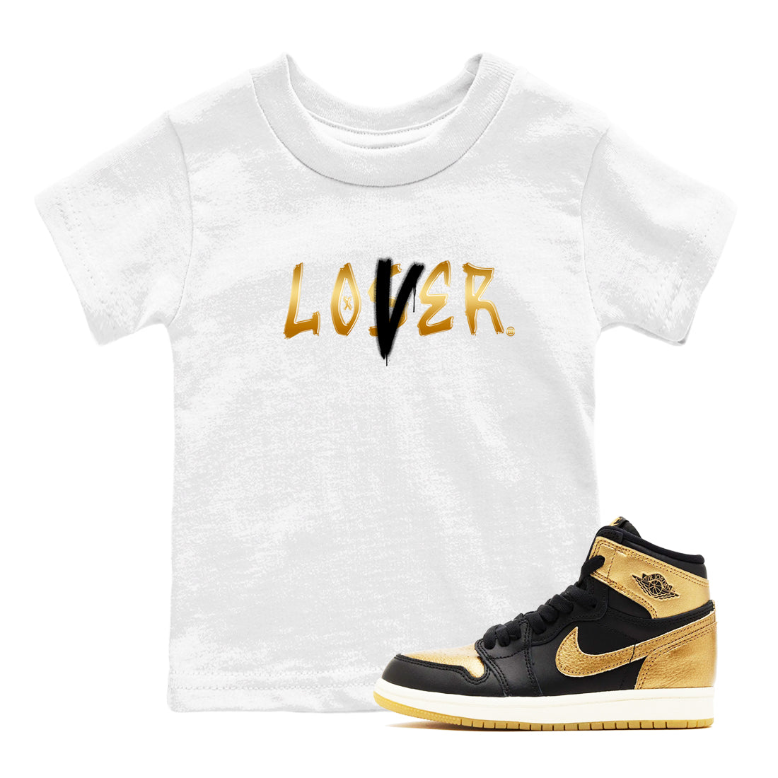 Loser Lover snkmatch Tees Kids - Air Jordan 1 Black Metallic Gold