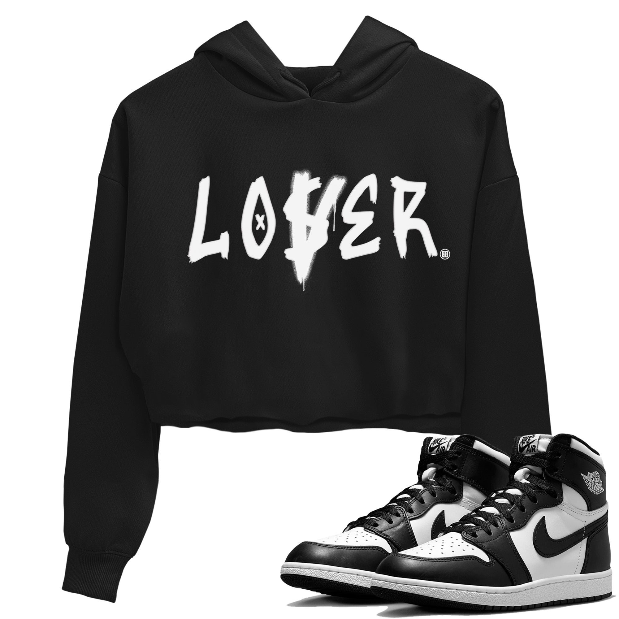 Loser Lover Women's Tops - Air Jordan 1 Black White