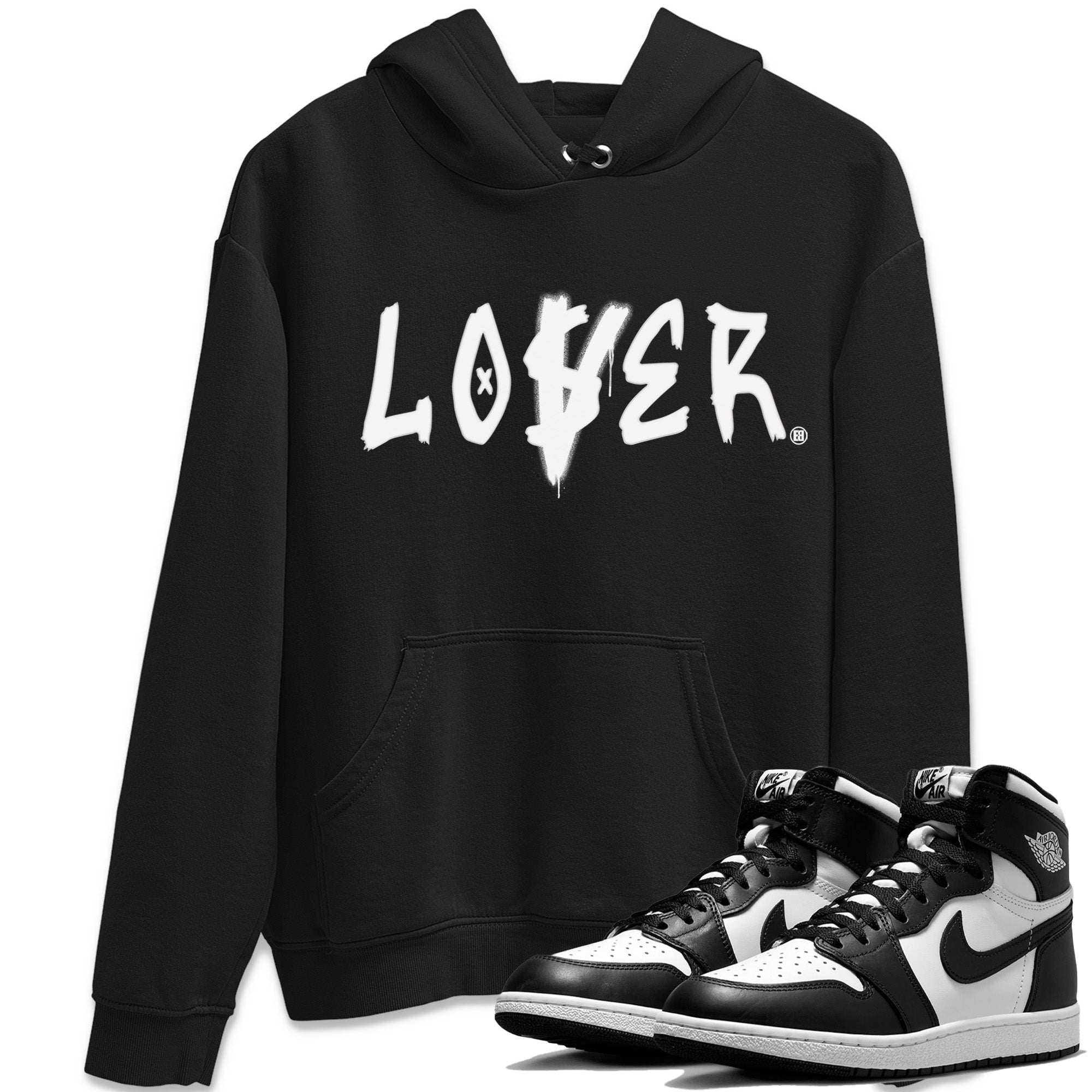 Loser Lover Unisex Tops - Air Jordan 1 Black White