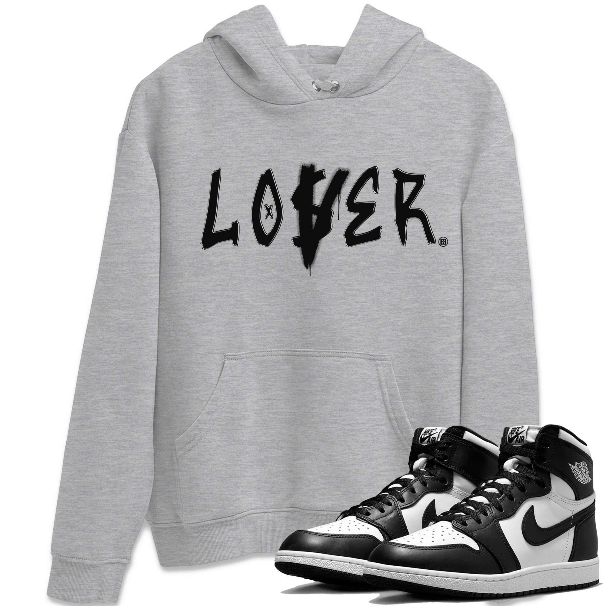 Loser Lover Unisex Tops - Air Jordan 1 Black White