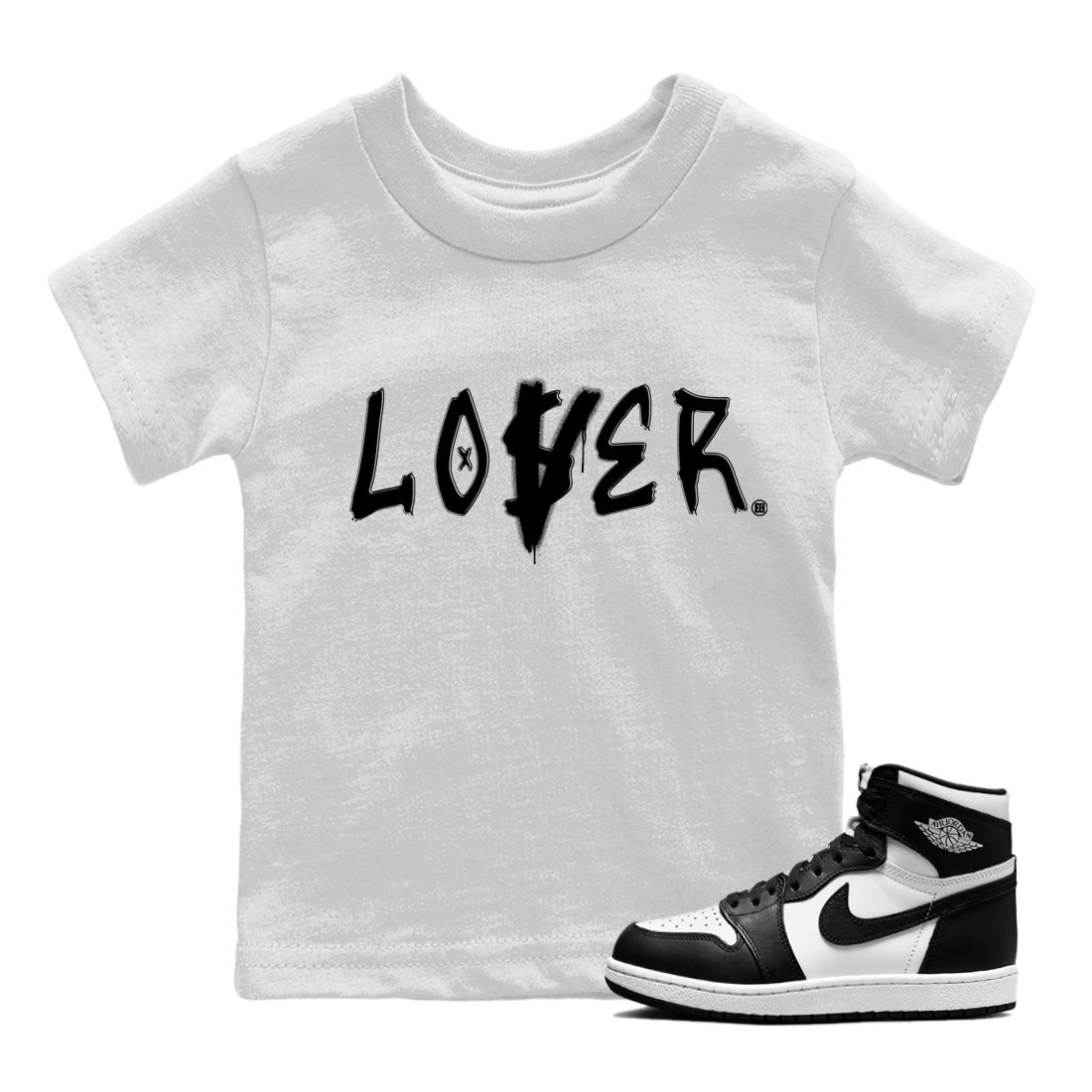 Loser Lover Kids Tops - Air Jordan 1 Black White