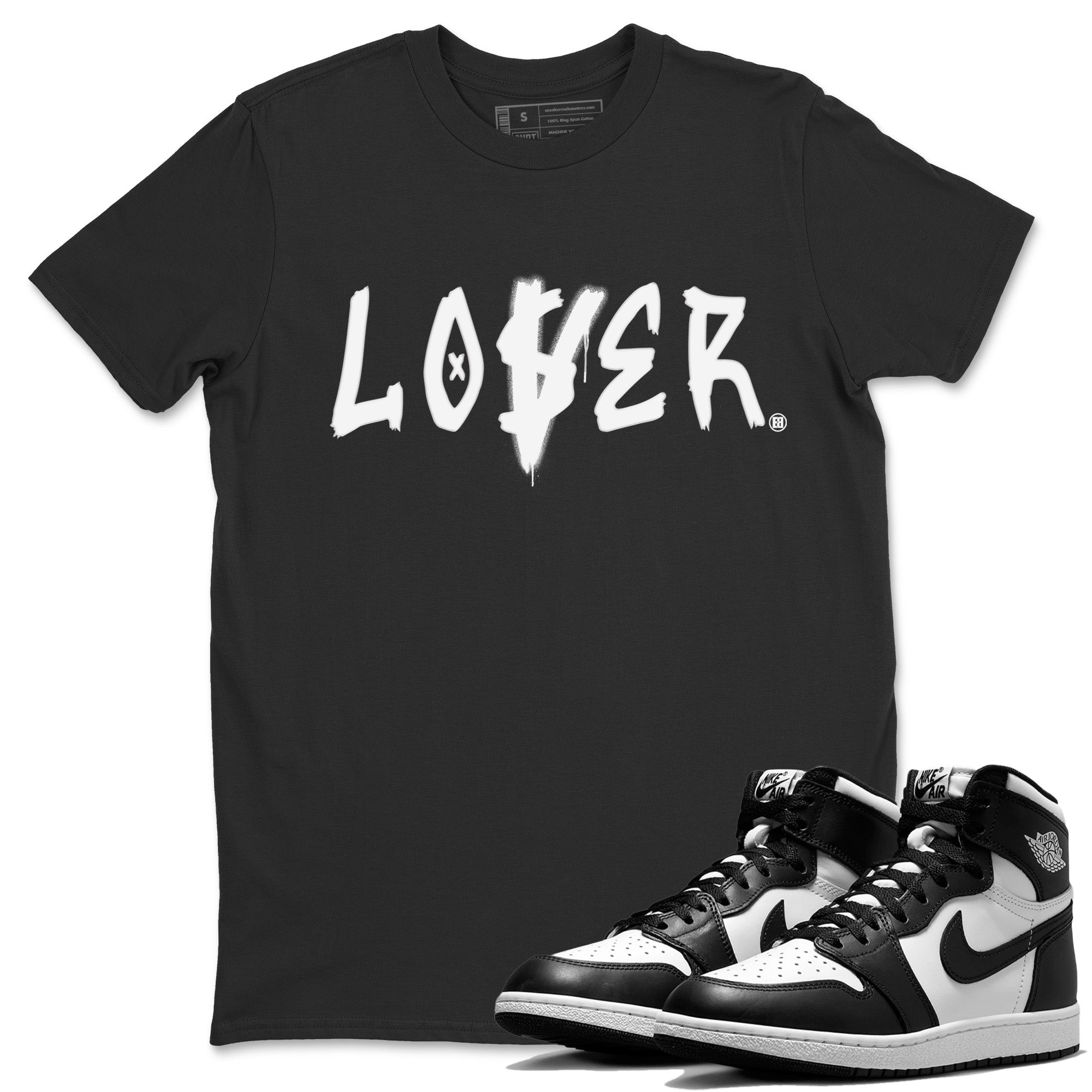 Loser Lover Unisex Tops - Air Jordan 1 Black White