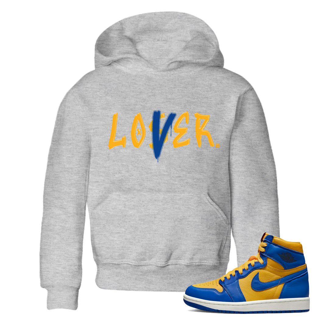 Loser Lover Kids Tops - Air Jordan 1 Game Royal Varsity Maize