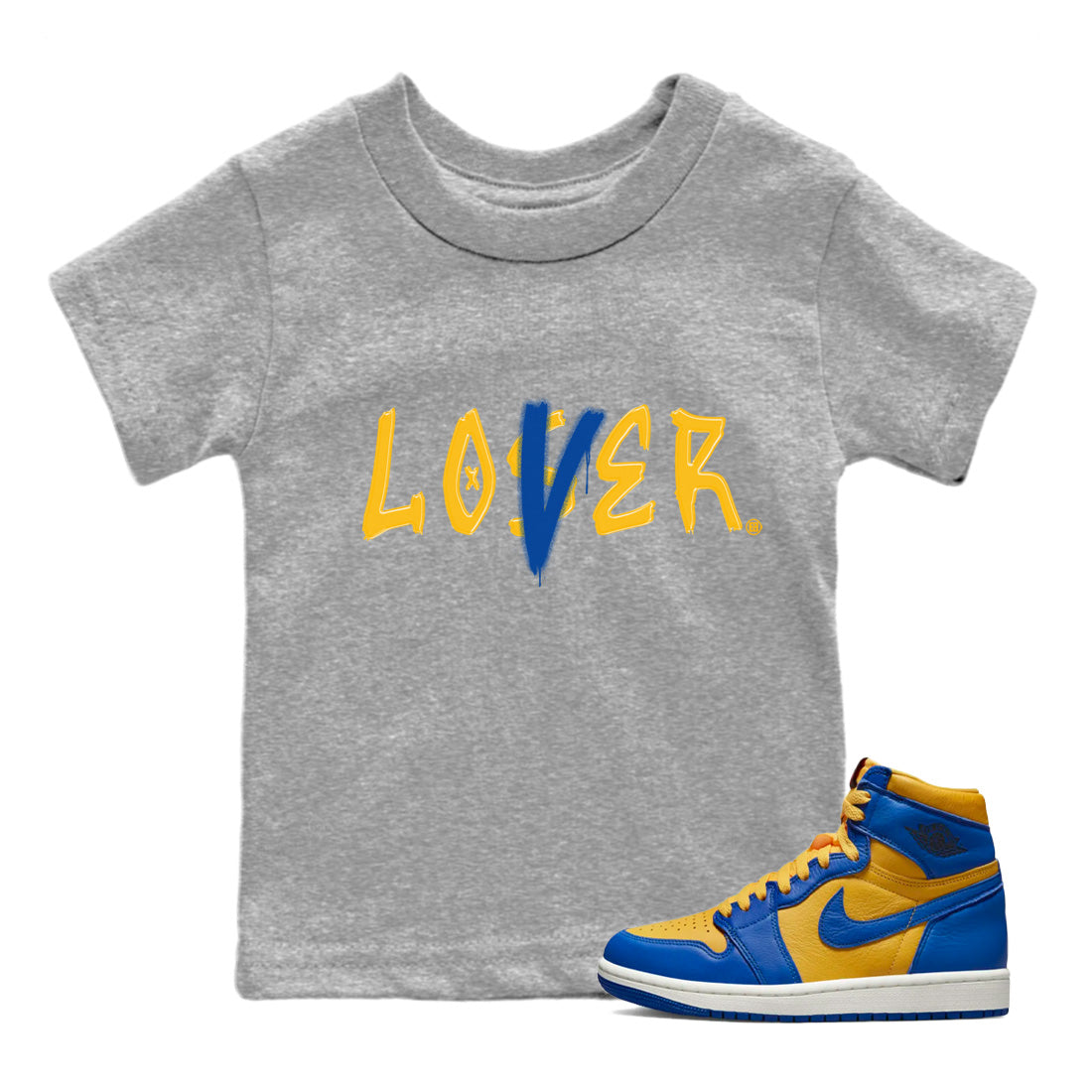 Loser Lover Kids Tops - Air Jordan 1 Game Royal Varsity Maize