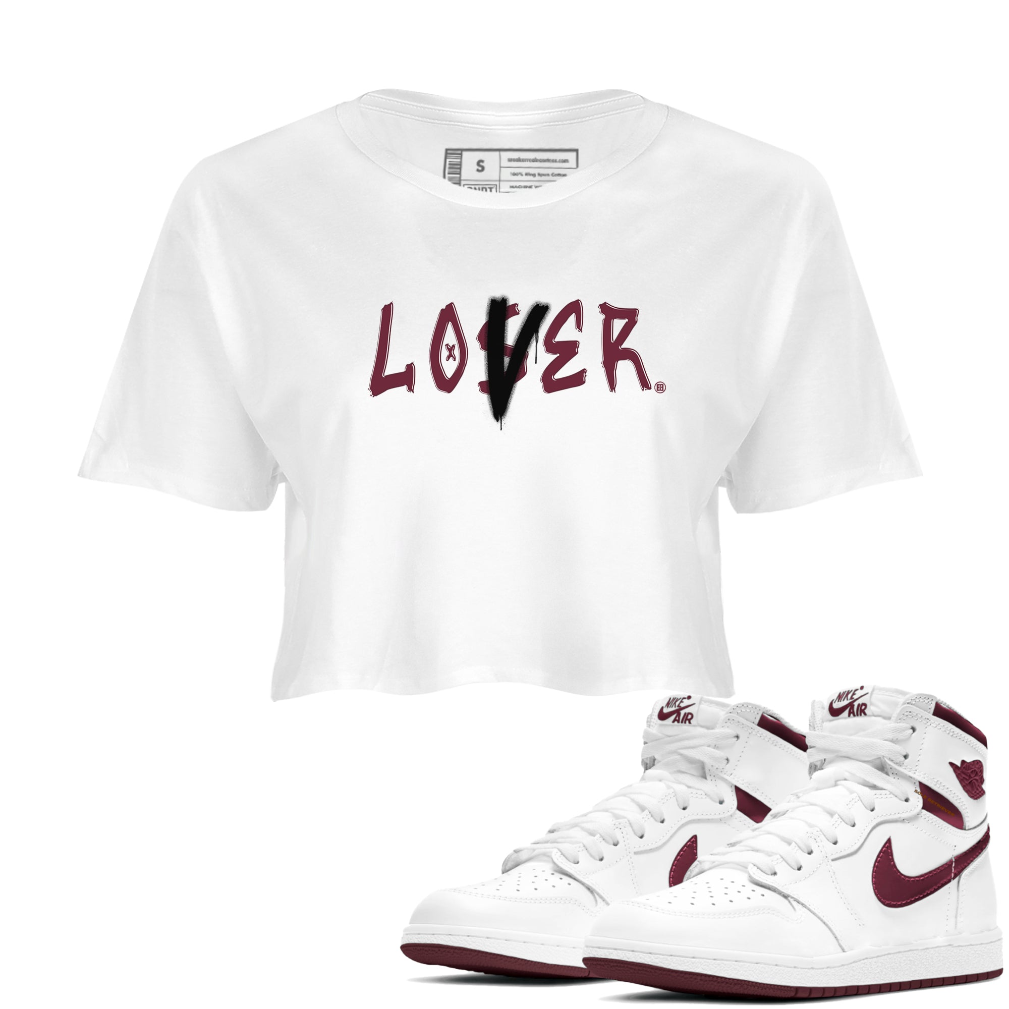 Loser Lover snkmatch Women's Top - Air Jordan 1 Metallic Burgundy