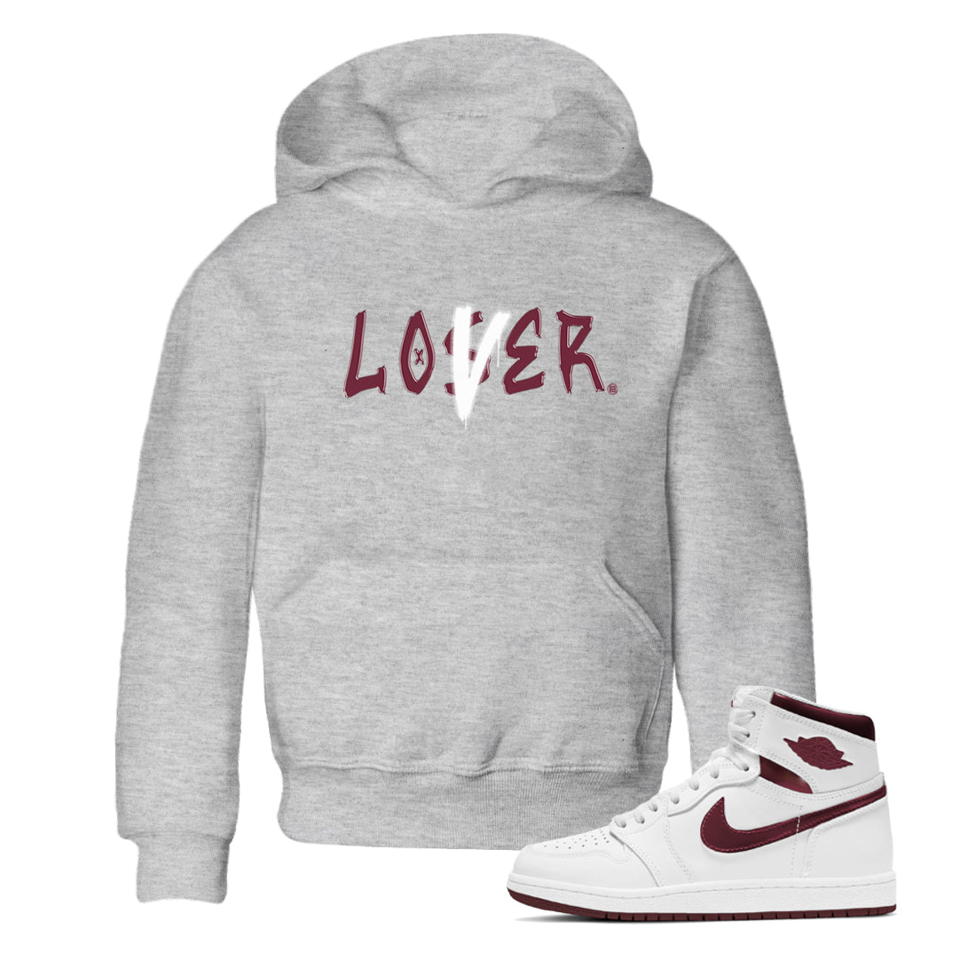 Loser Lover snkmatch Tees Kids - Air Jordan 1 Metallic Burgundy