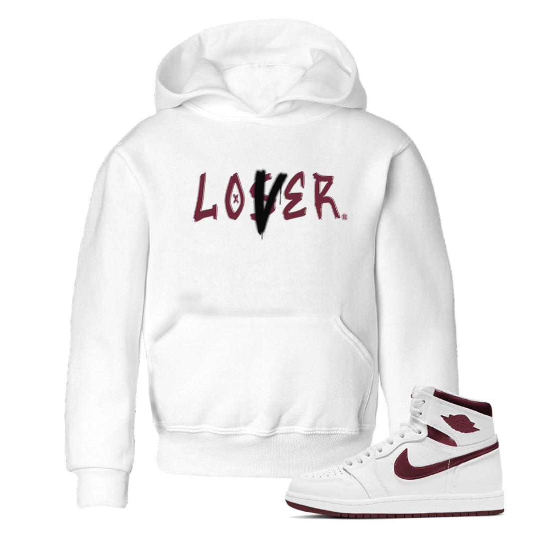 Loser Lover snkmatch Tees Kids - Air Jordan 1 Metallic Burgundy