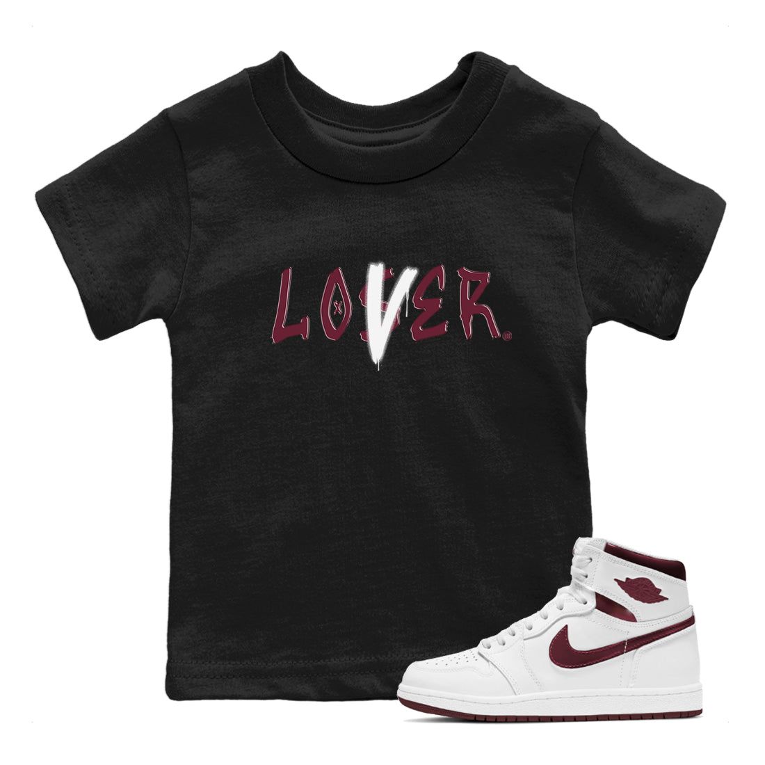 Loser Lover snkmatch Tees Kids - Air Jordan 1 Metallic Burgundy
